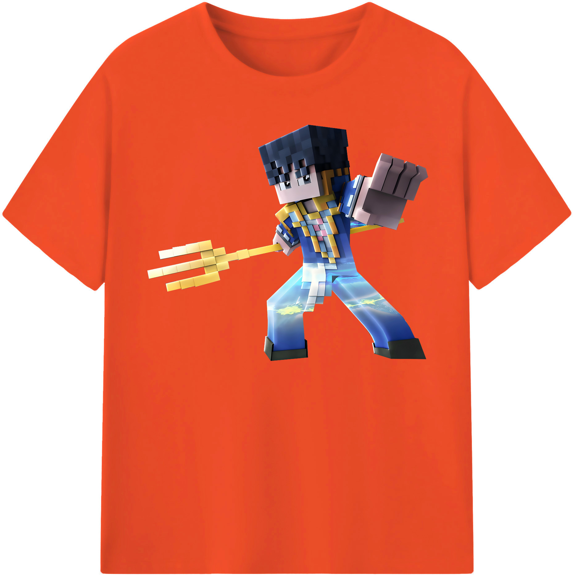 （画像用） マインクラフト ブロックの世界 Minecraft MC Block world 綿100％半袖Tシャツ（フロントプリント）