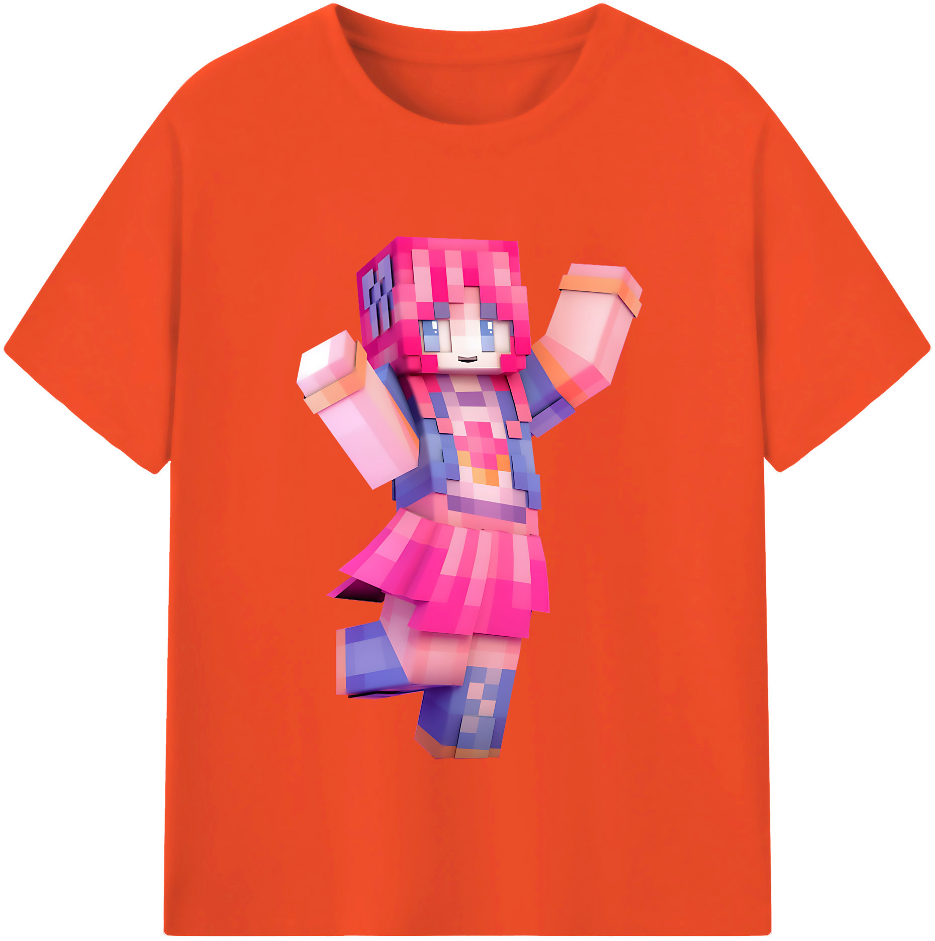 （画像用） マインクラフト ブロックの世界 Minecraft MC Block world 綿100％半袖Tシャツ（フロントプリント）