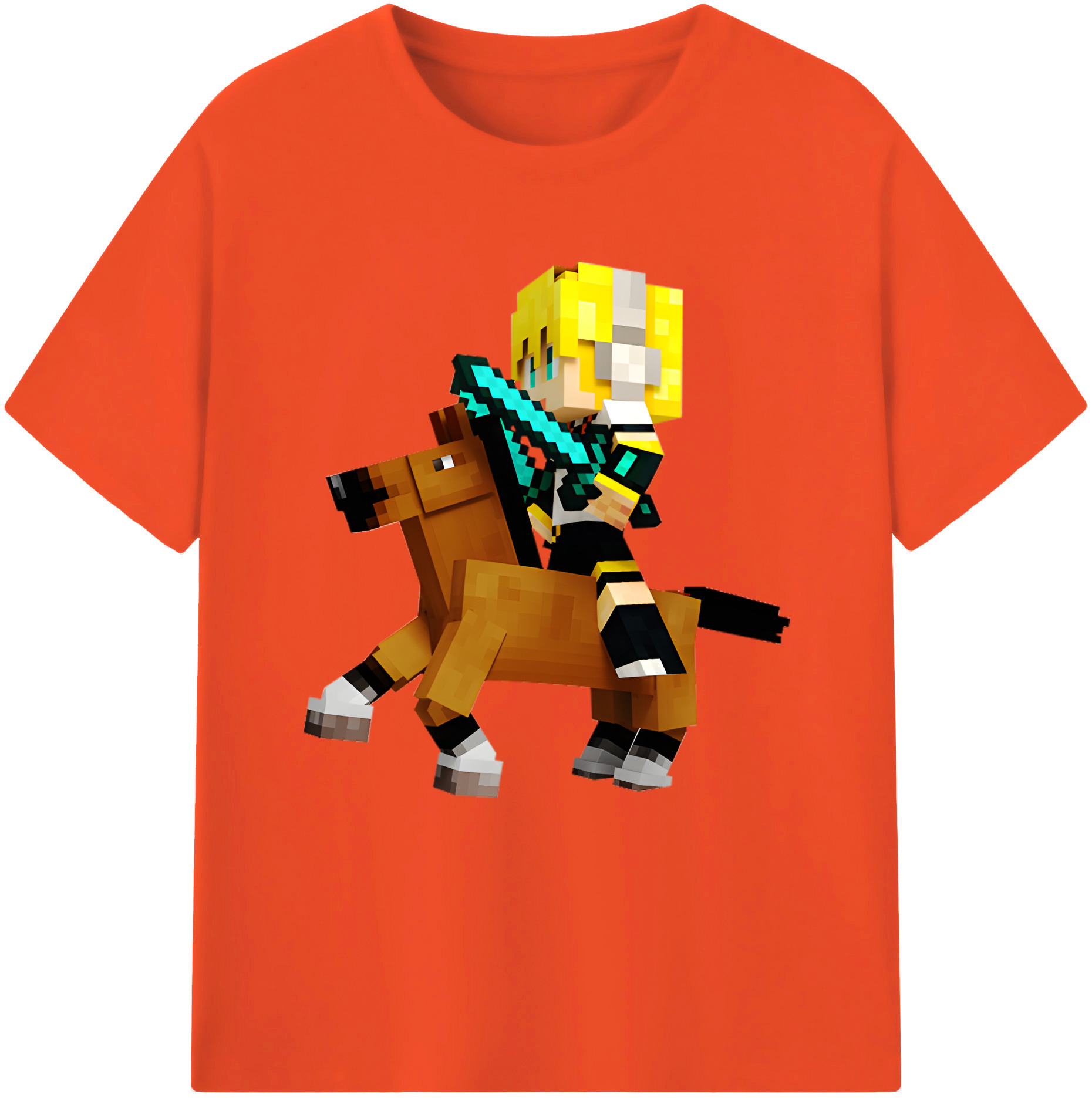 （画像用） マインクラフト ブロックの世界 Minecraft MC Block world 綿100％半袖Tシャツ（フロントプリント）
