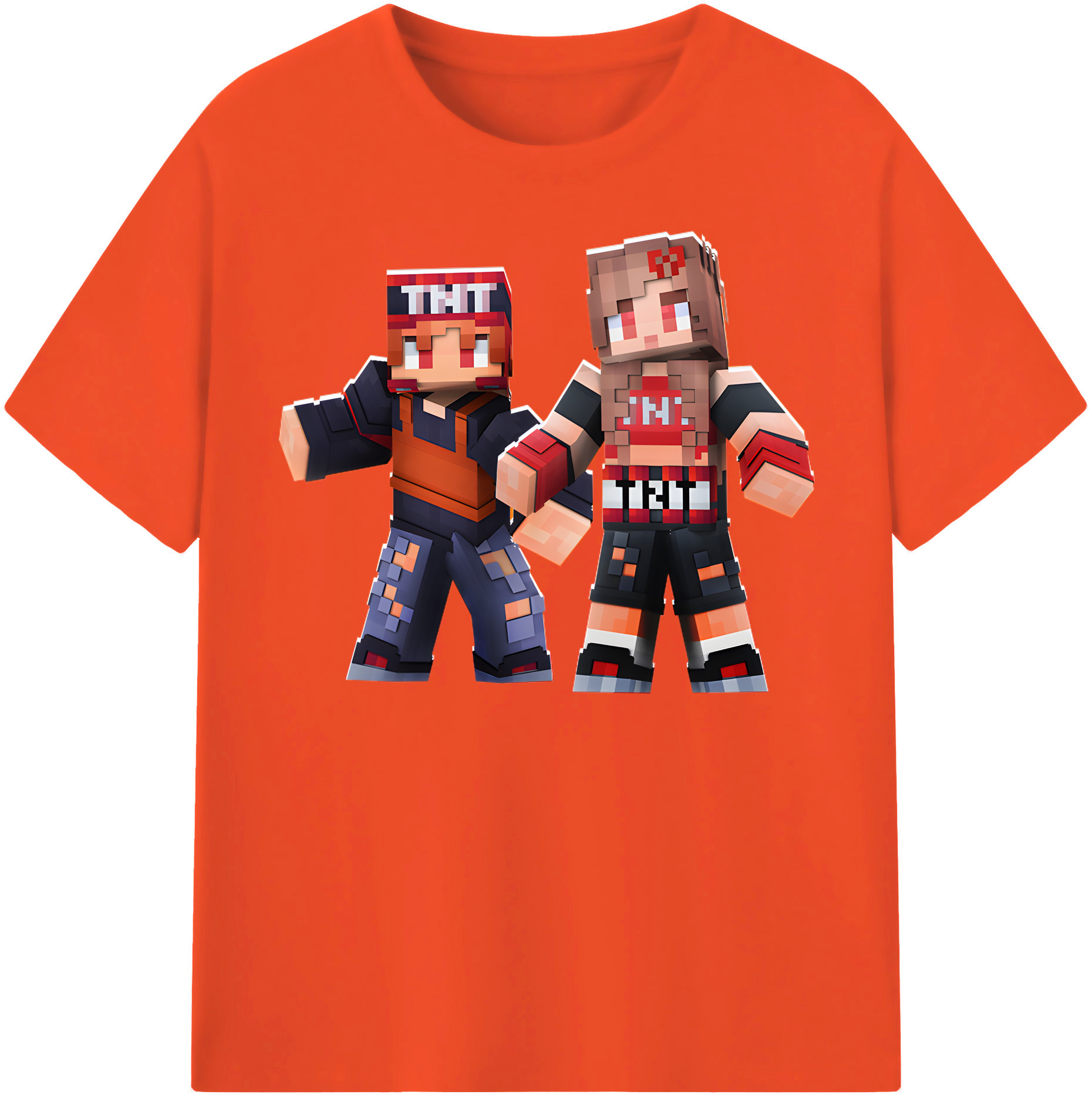 （画像用） マインクラフト ブロックの世界 Minecraft MC Block world 綿100％半袖Tシャツ（フロントプリント）
