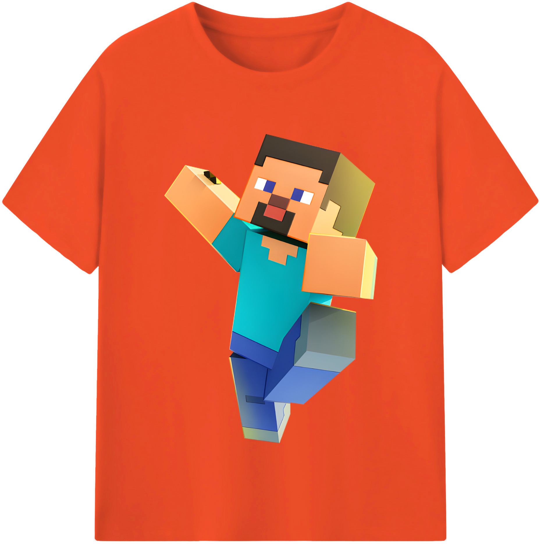 （画像用） マインクラフト ブロックの世界 Minecraft MC Block world 綿100％半袖Tシャツ（フロントプリント）