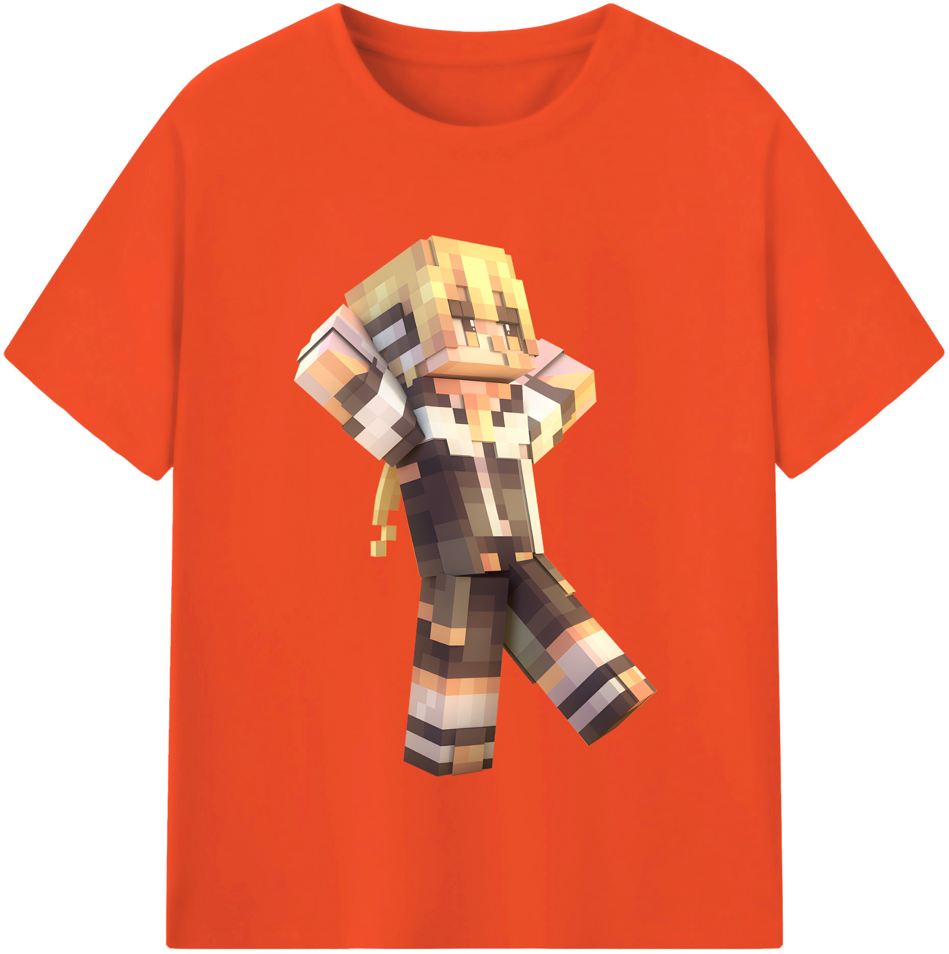（画像用） マインクラフト ブロックの世界 Minecraft MC Block world 綿100％半袖Tシャツ（フロントプリント）