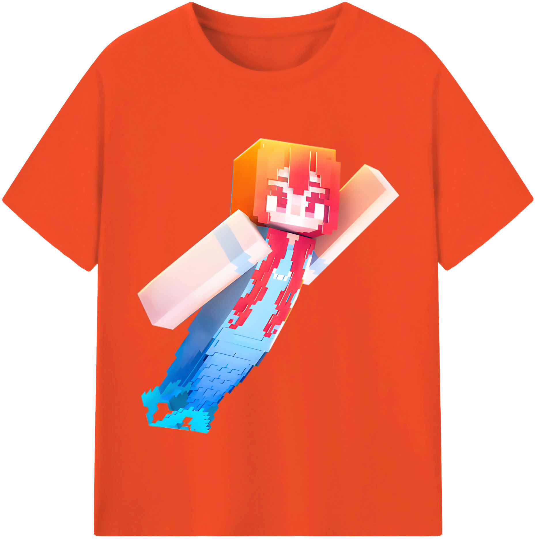（画像用） マインクラフト ブロックの世界 Minecraft MC Block world 綿100％半袖Tシャツ（フロントプリント）