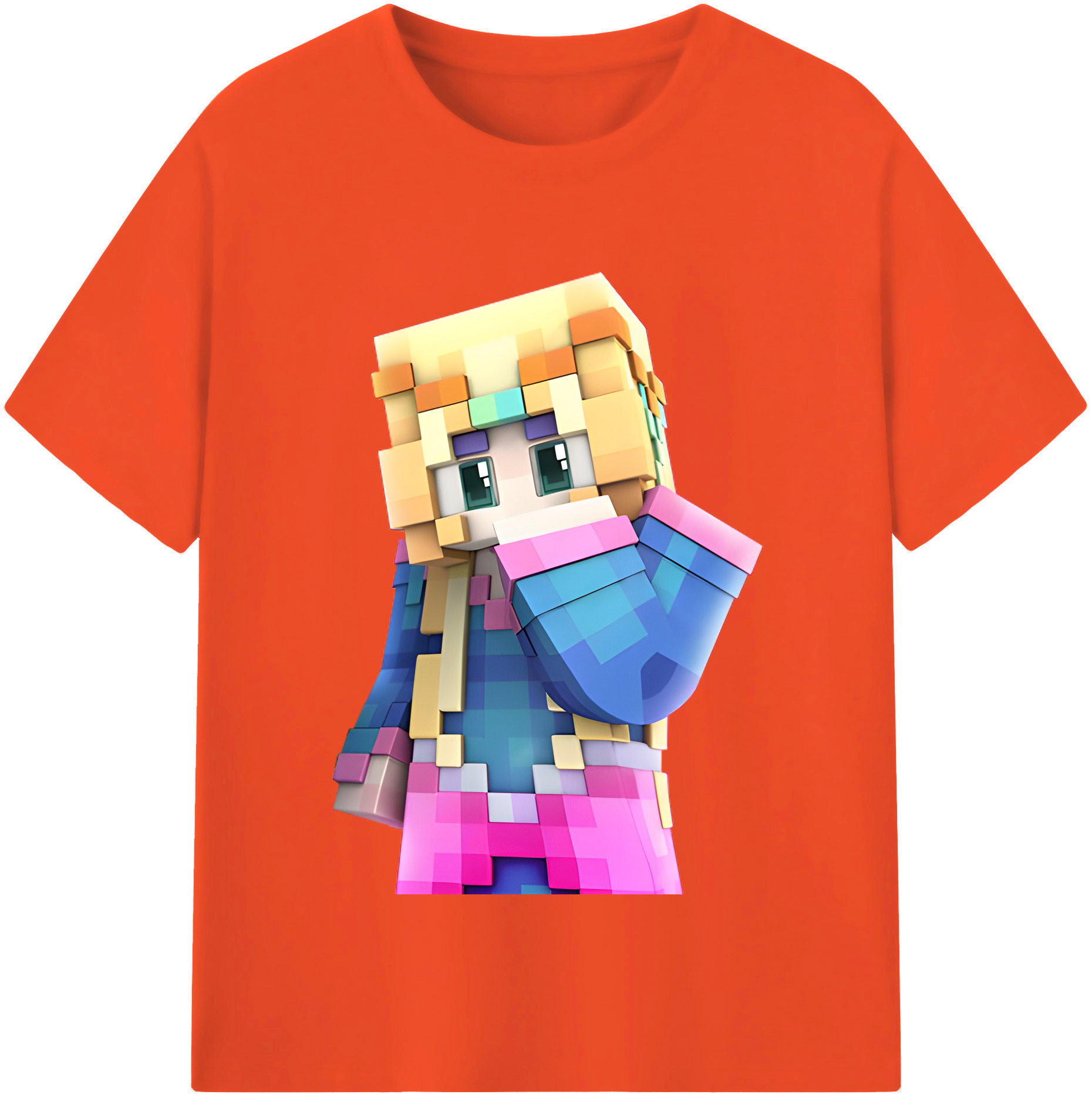 （画像用） マインクラフト ブロックの世界 Minecraft MC Block world 綿100％半袖Tシャツ（フロントプリント）