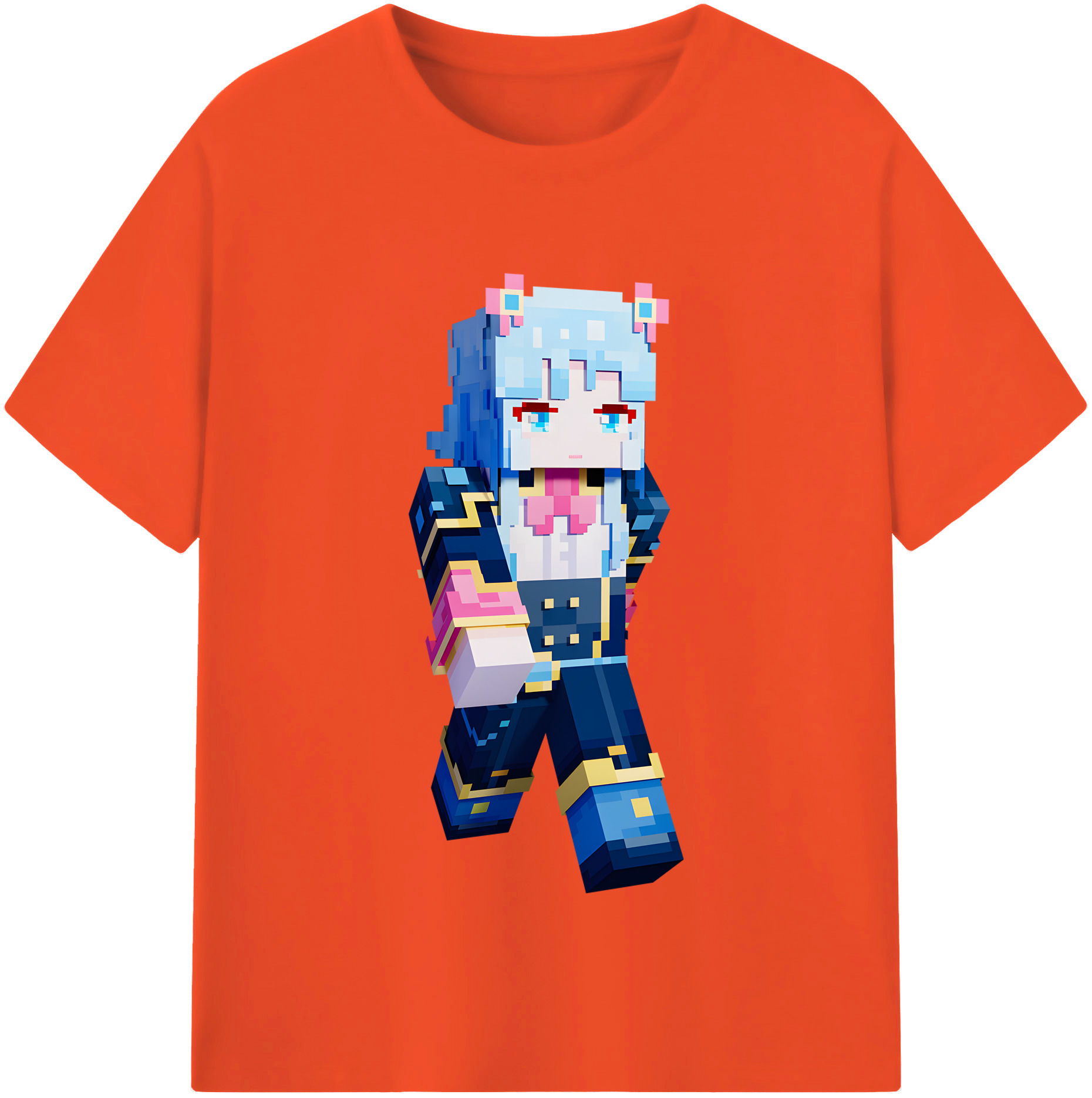 （画像用） マインクラフト ブロックの世界 Minecraft MC Block world 綿100％半袖Tシャツ（フロントプリント）