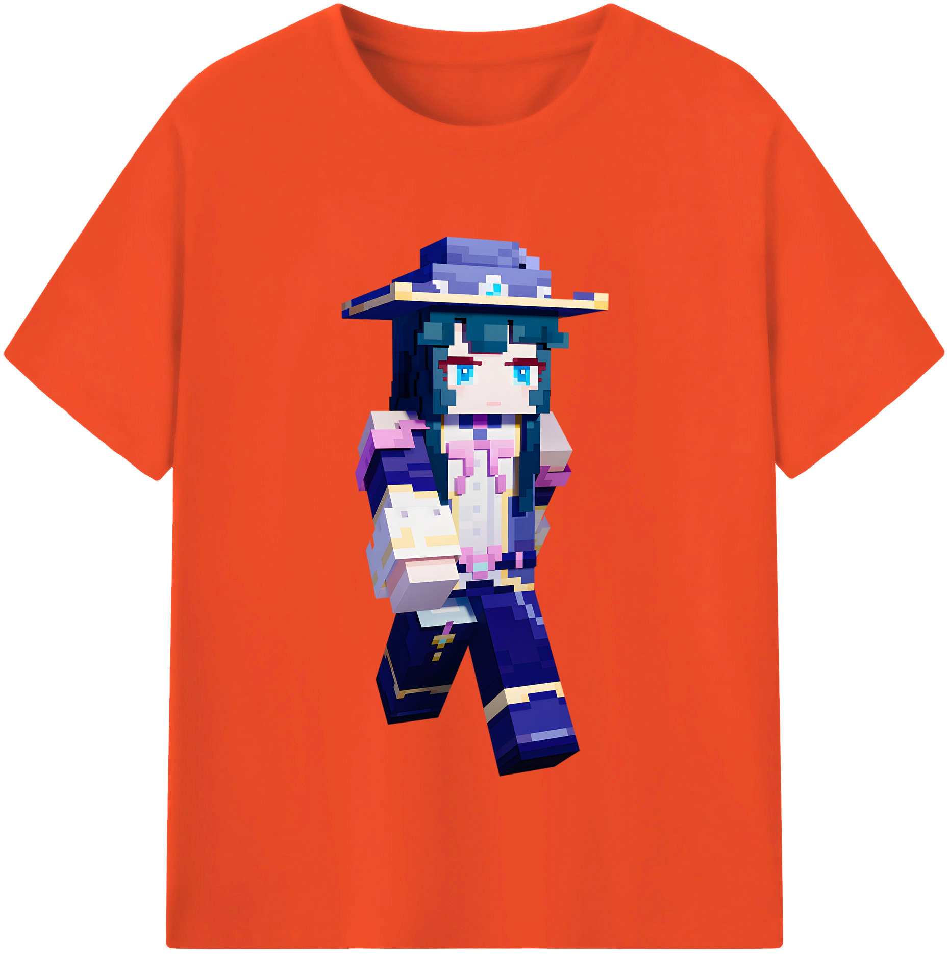 （画像用） マインクラフト ブロックの世界 Minecraft MC Block world 綿100％半袖Tシャツ（フロントプリント）