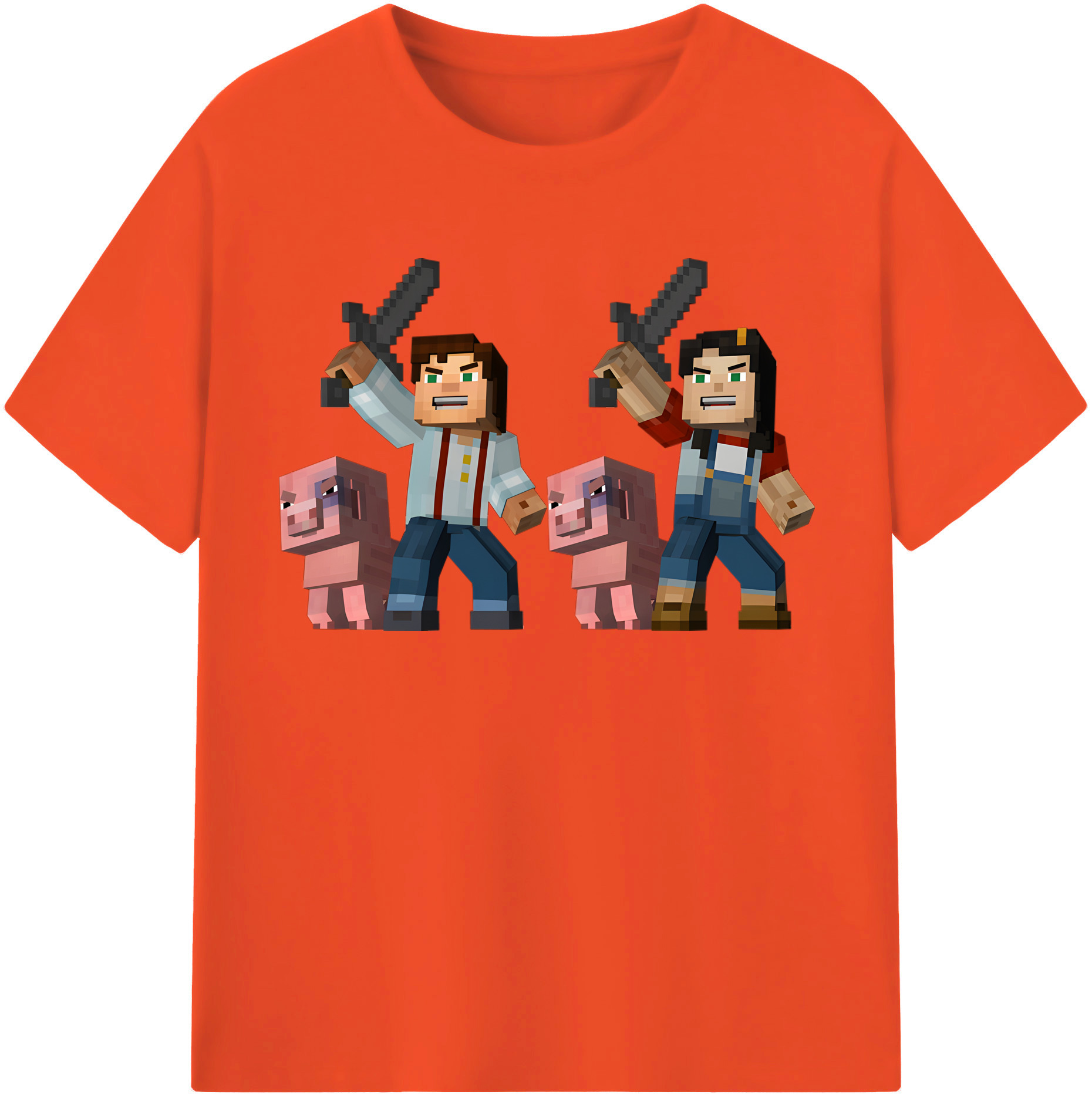 （画像用） マインクラフト ブロックの世界 Minecraft MC Block world 綿100％半袖Tシャツ（フロントプリント）