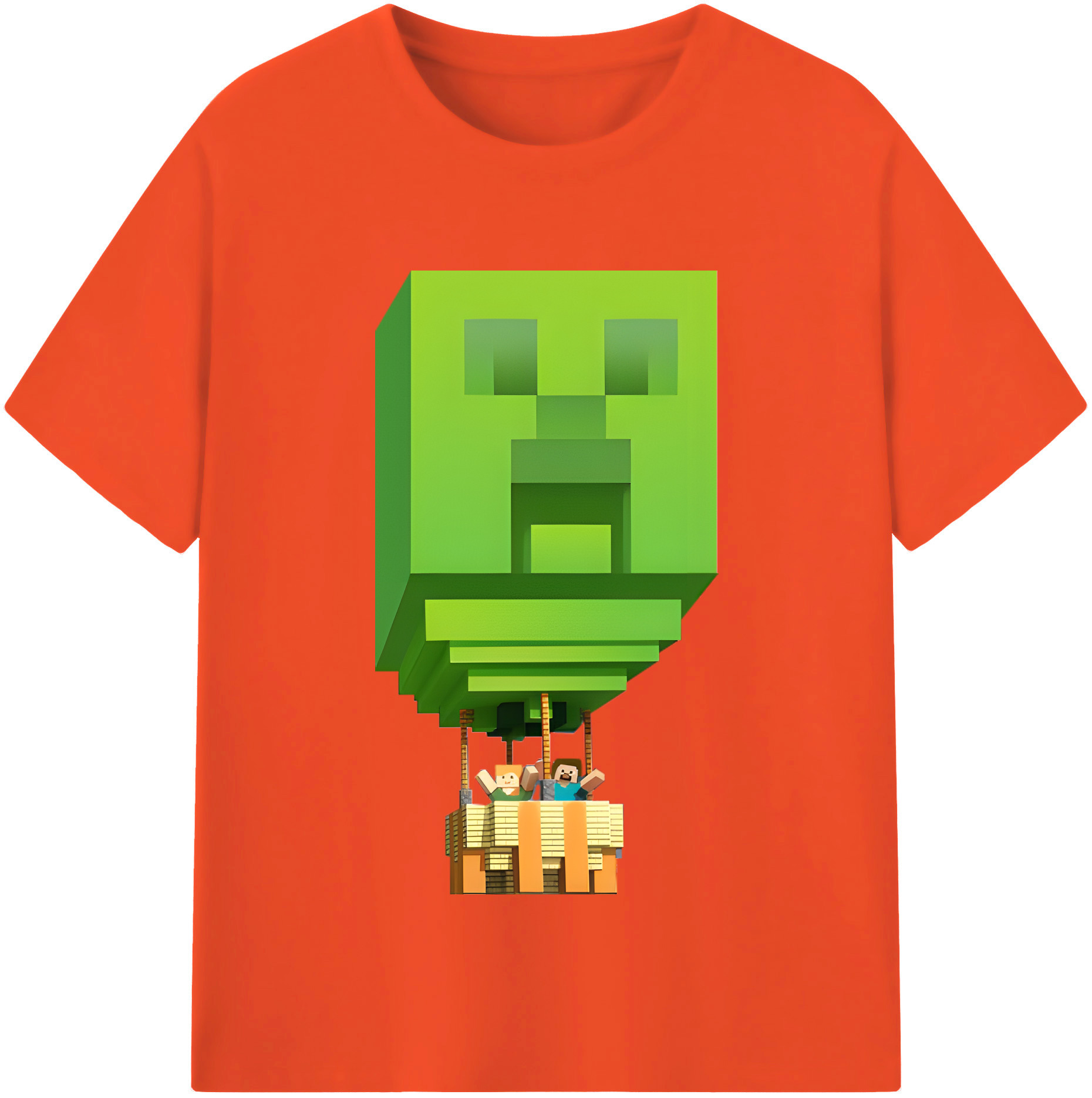 （画像用） マインクラフト ブロックの世界 Minecraft MC Block world 綿100％半袖Tシャツ（フロントプリント）