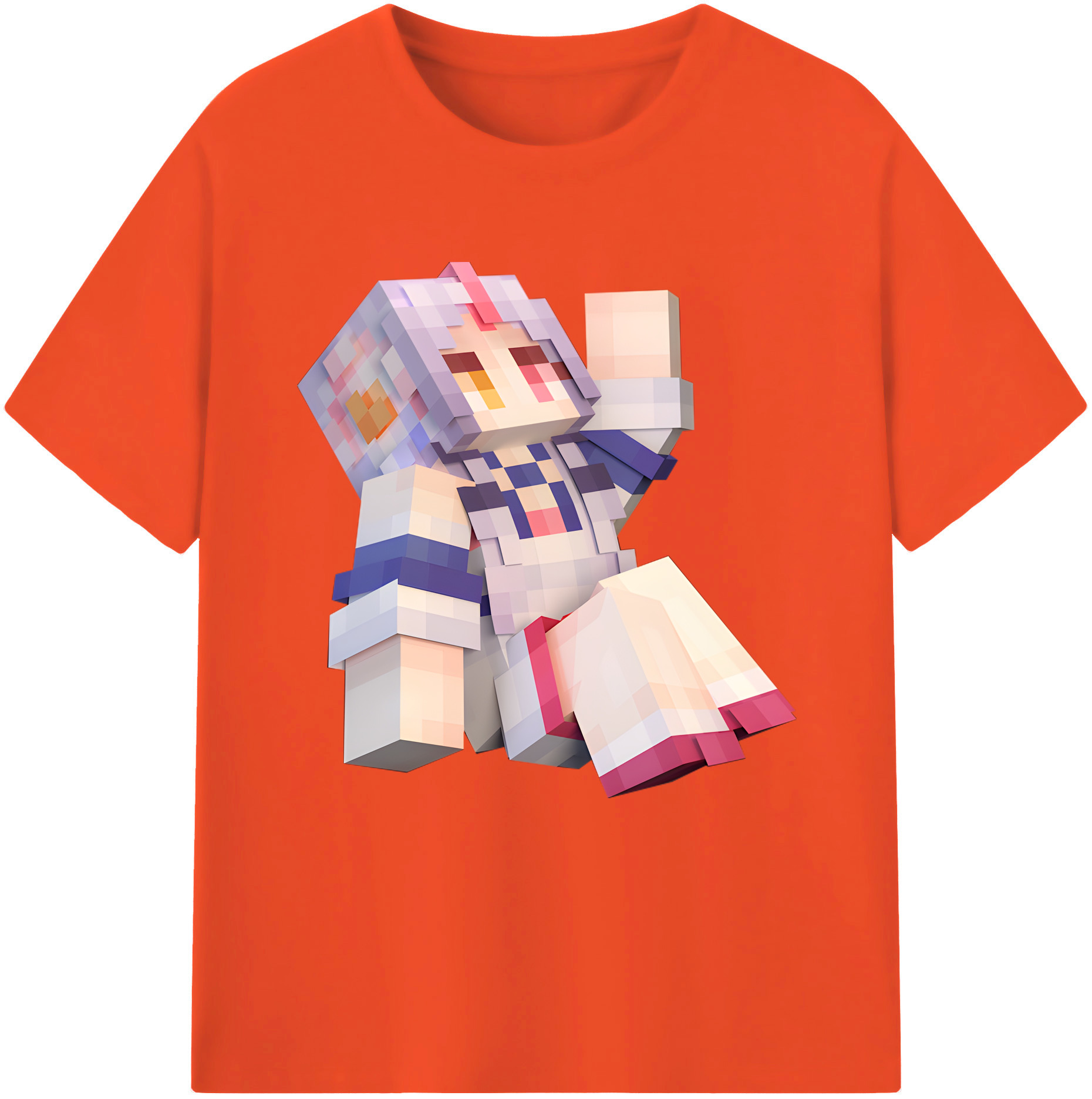 （画像用） マインクラフト ブロックの世界 Minecraft MC Block world 綿100％半袖Tシャツ（フロントプリント）