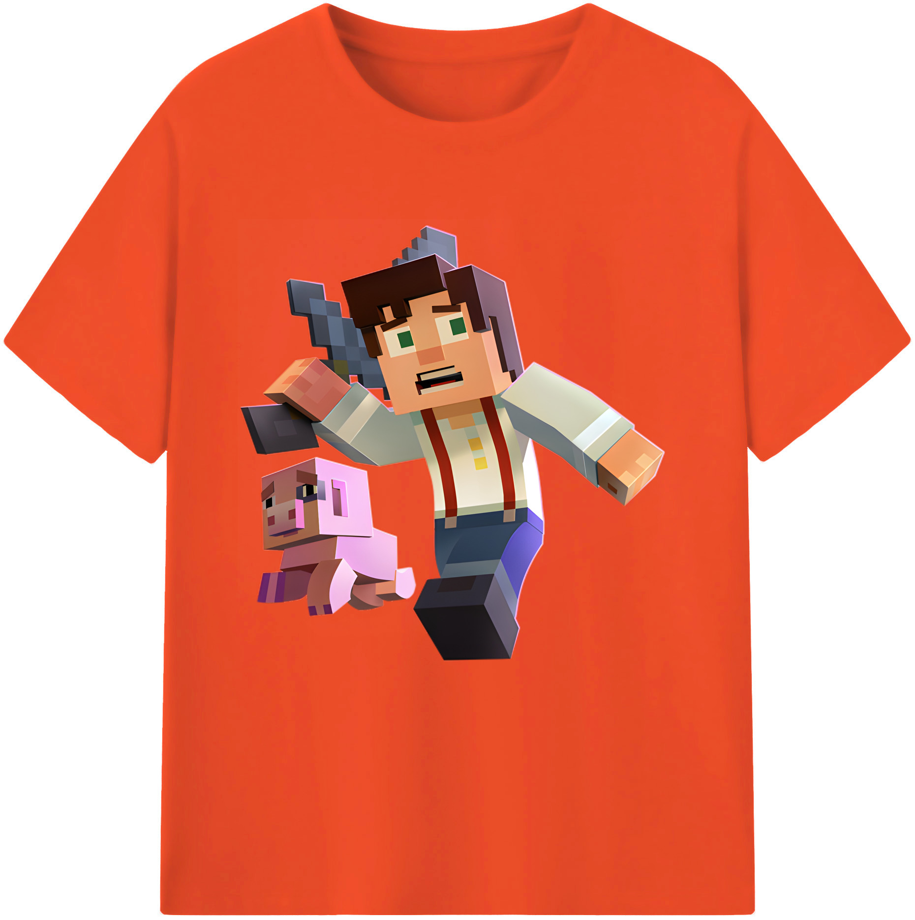 （画像用） マインクラフト ブロックの世界 Minecraft MC Block world 綿100％半袖Tシャツ（フロントプリント）