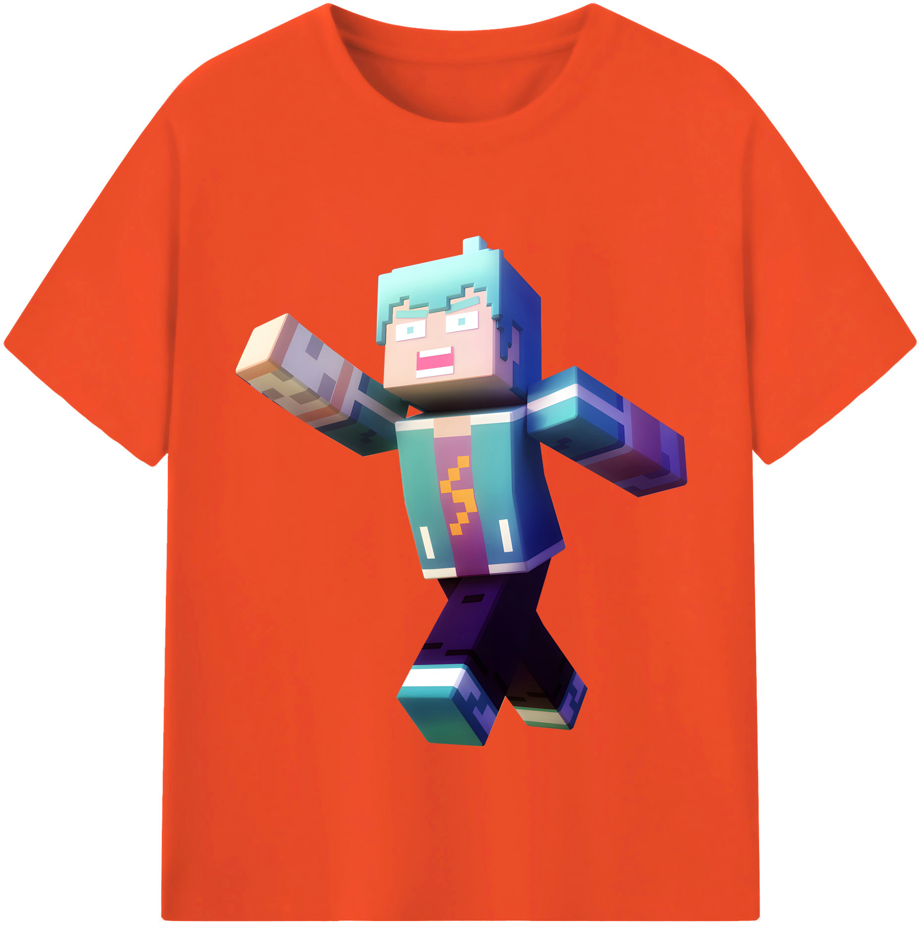 （画像用） マインクラフト ブロックの世界 Minecraft MC Block world 綿100％半袖Tシャツ（フロントプリント）