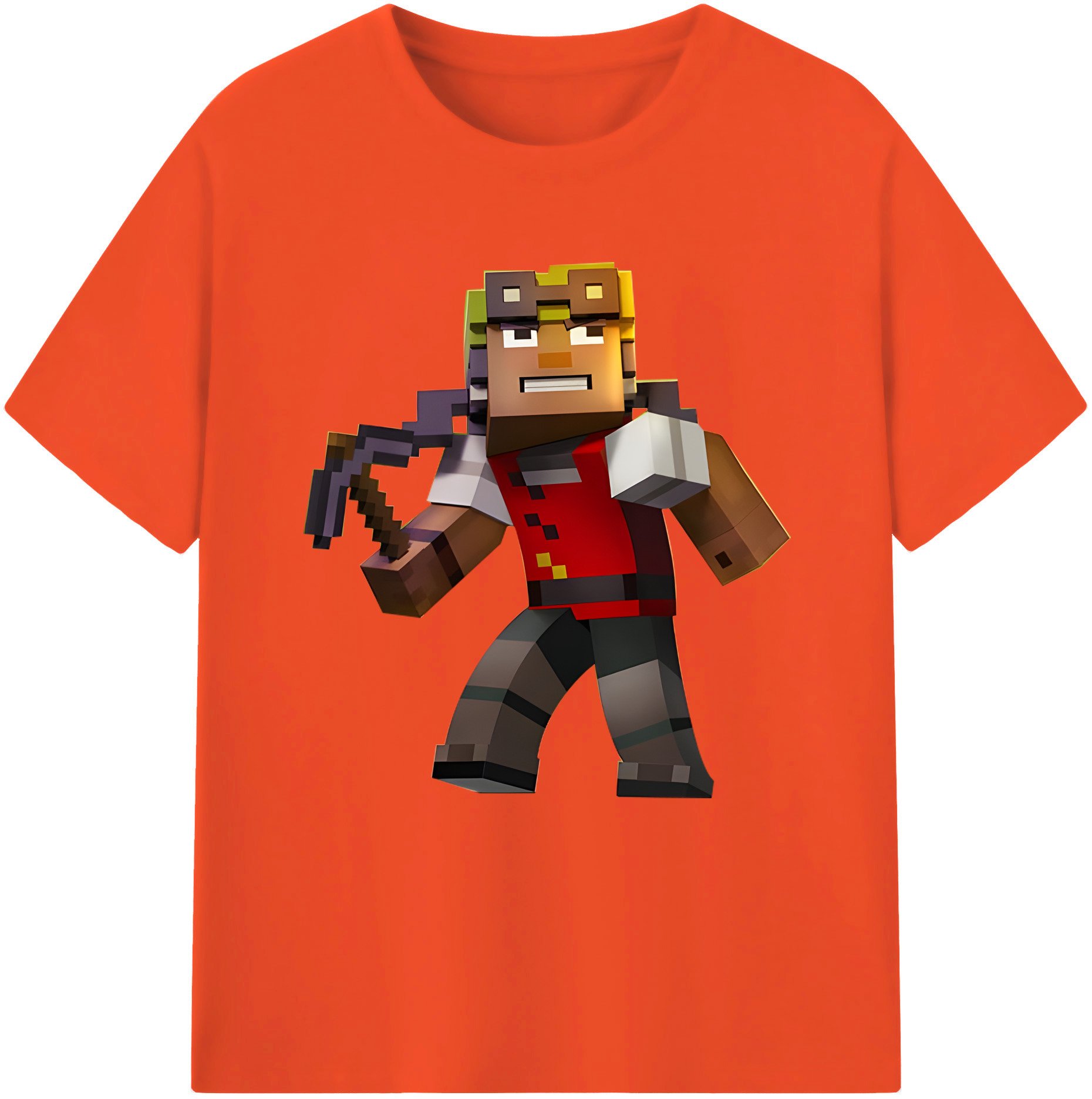 （画像用） マインクラフト ブロックの世界 Minecraft MC Block world 綿100％半袖Tシャツ（フロントプリント）