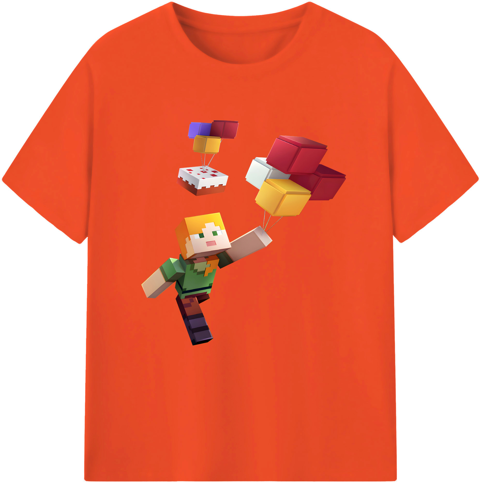 （画像用） マインクラフト ブロックの世界 Minecraft MC Block world 綿100％半袖Tシャツ（フロントプリント）