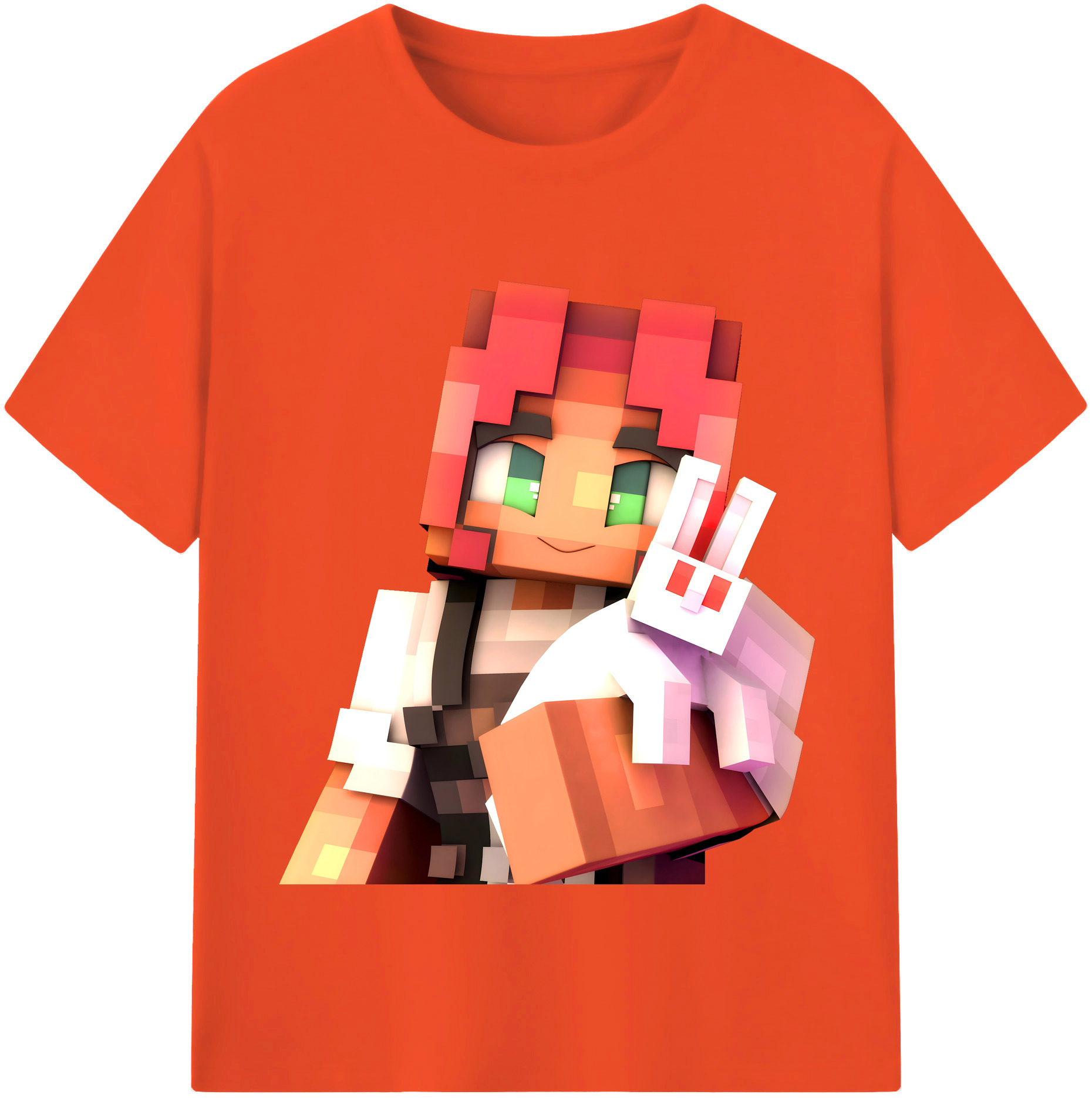 （画像用） マインクラフト ブロックの世界 Minecraft MC Block world 綿100％半袖Tシャツ（フロントプリント）