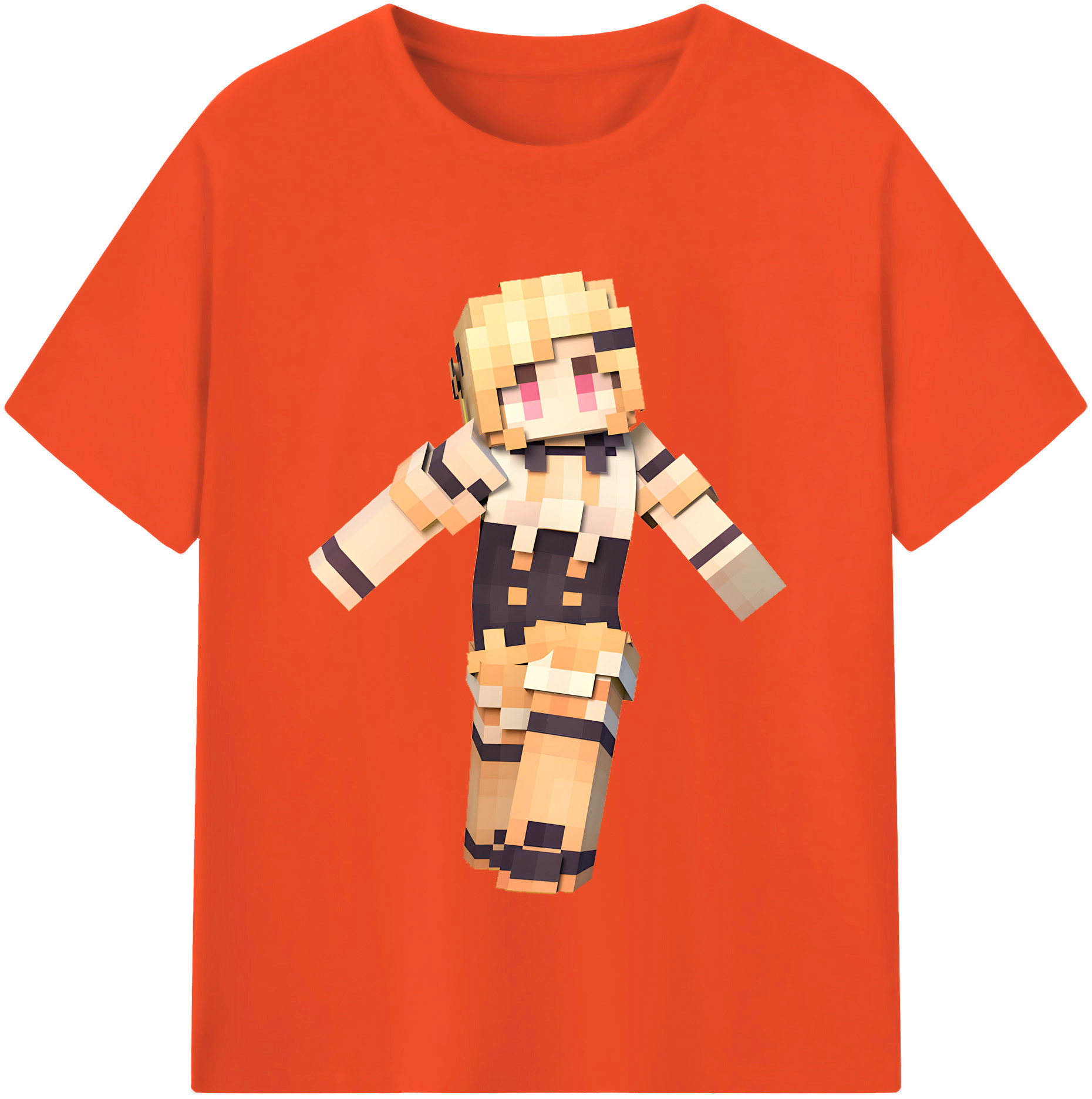 （画像用） マインクラフト ブロックの世界 Minecraft MC Block world 綿100％半袖Tシャツ（フロントプリント）