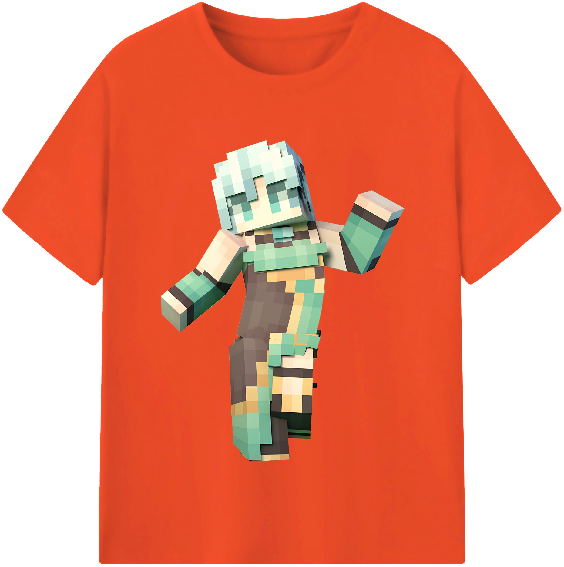 （画像用） マインクラフト ブロックの世界 Minecraft MC Block world 綿100％半袖Tシャツ（フロントプリント）