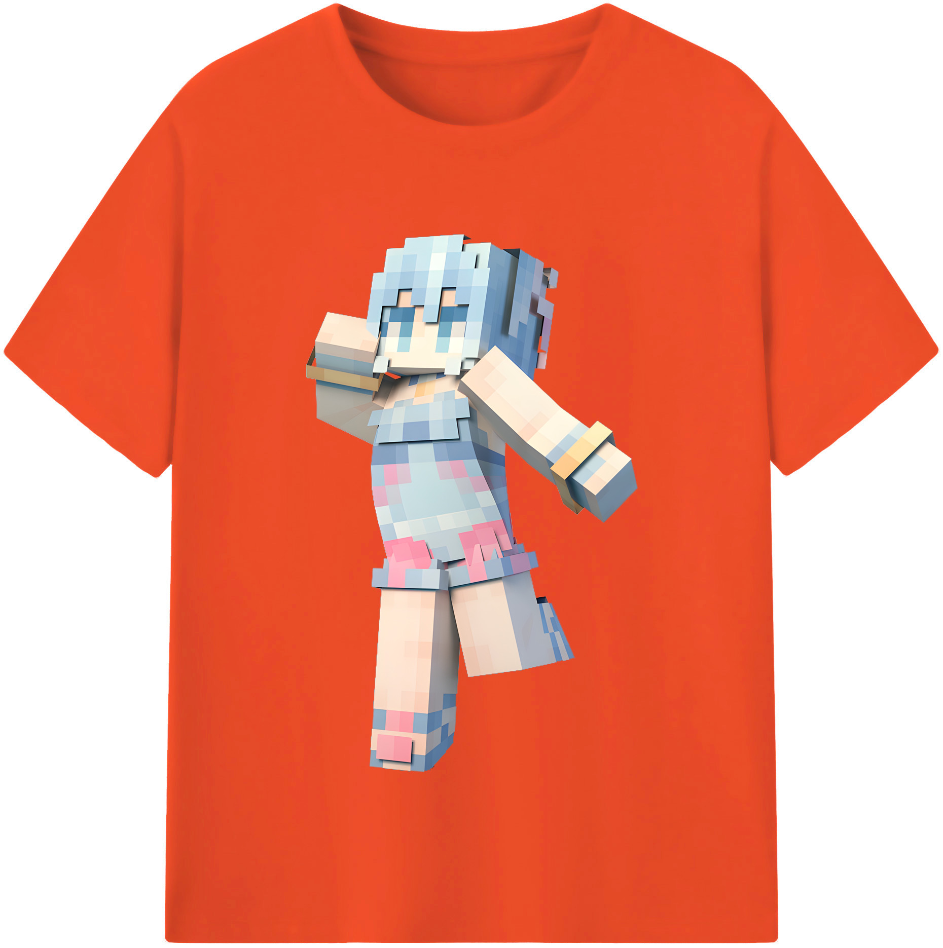 （画像用） マインクラフト ブロックの世界 Minecraft MC Block world 綿100％半袖Tシャツ（フロントプリント）