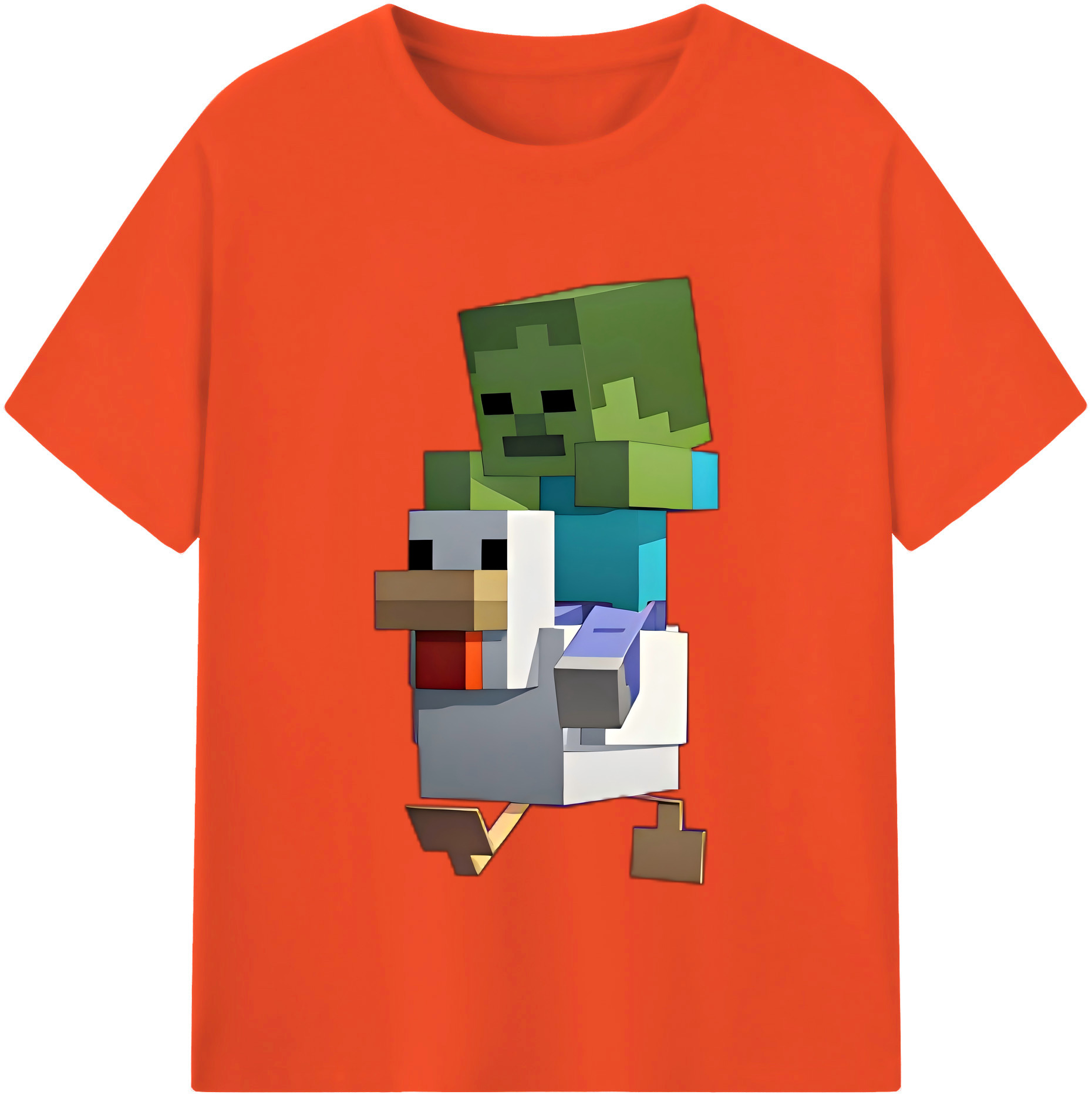 （画像用） マインクラフト ブロックの世界 Minecraft MC Block world 綿100％半袖Tシャツ（フロントプリント）