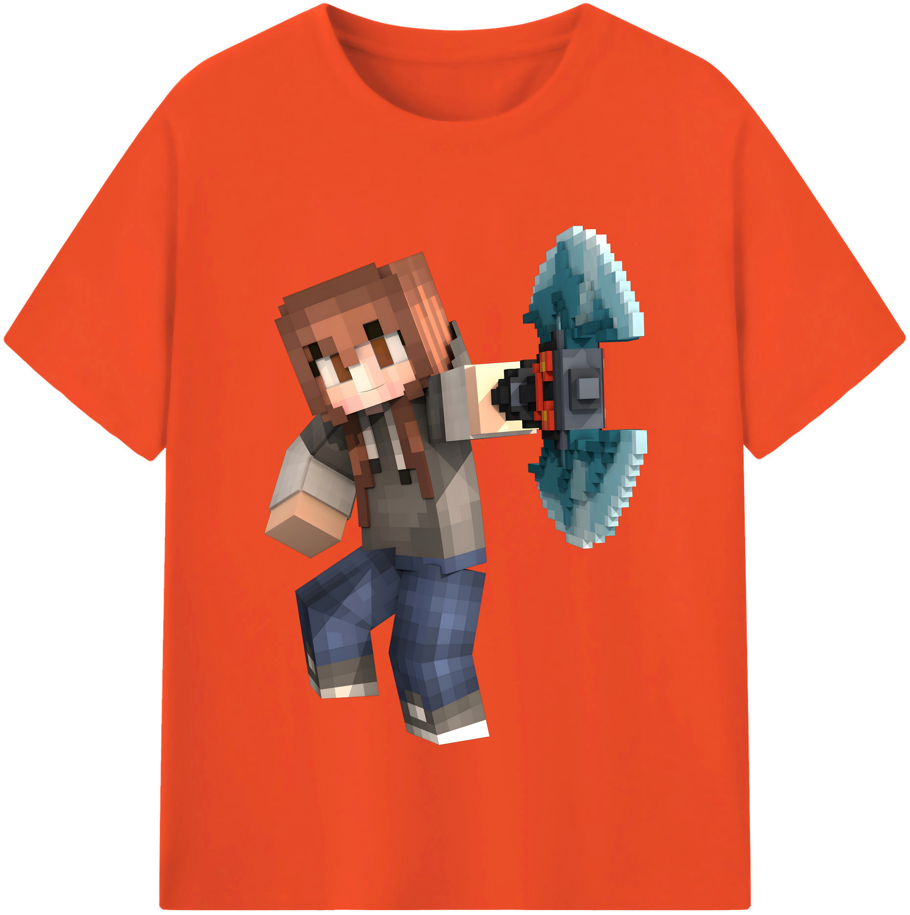 （画像用） マインクラフト ブロックの世界 Minecraft MC Block world 綿100％半袖Tシャツ（フロントプリント）