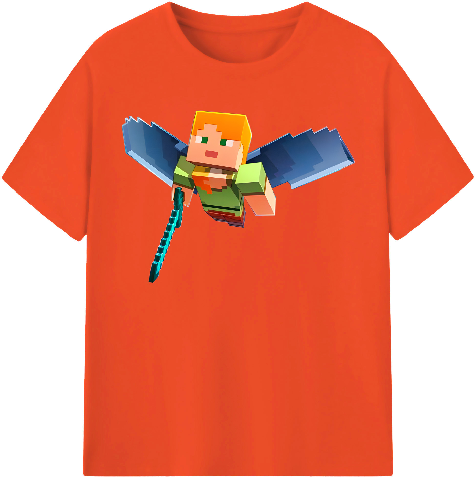 （画像用） マインクラフト ブロックの世界 Minecraft MC Block world 綿100％半袖Tシャツ（フロントプリント）