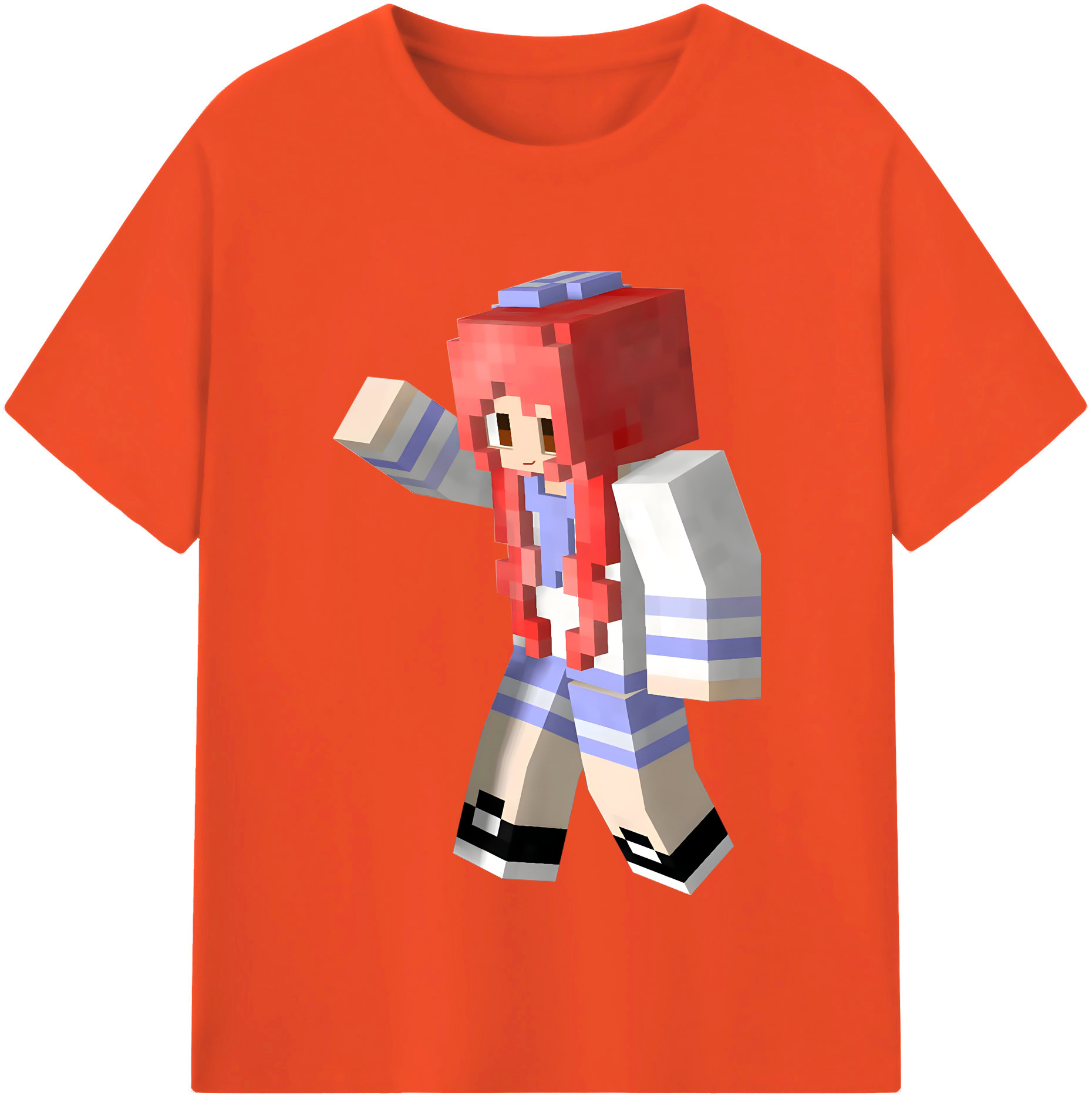 （画像用） マインクラフト ブロックの世界 Minecraft MC Block world 綿100％半袖Tシャツ（フロントプリント）