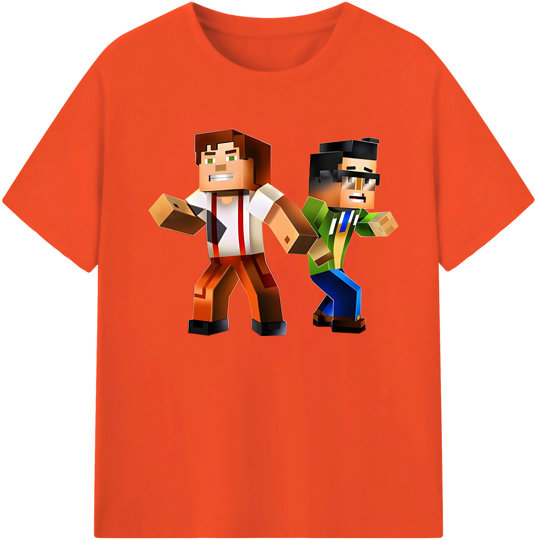 （画像用） マインクラフト ブロックの世界 Minecraft MC Block world 綿100％半袖Tシャツ（フロントプリント）