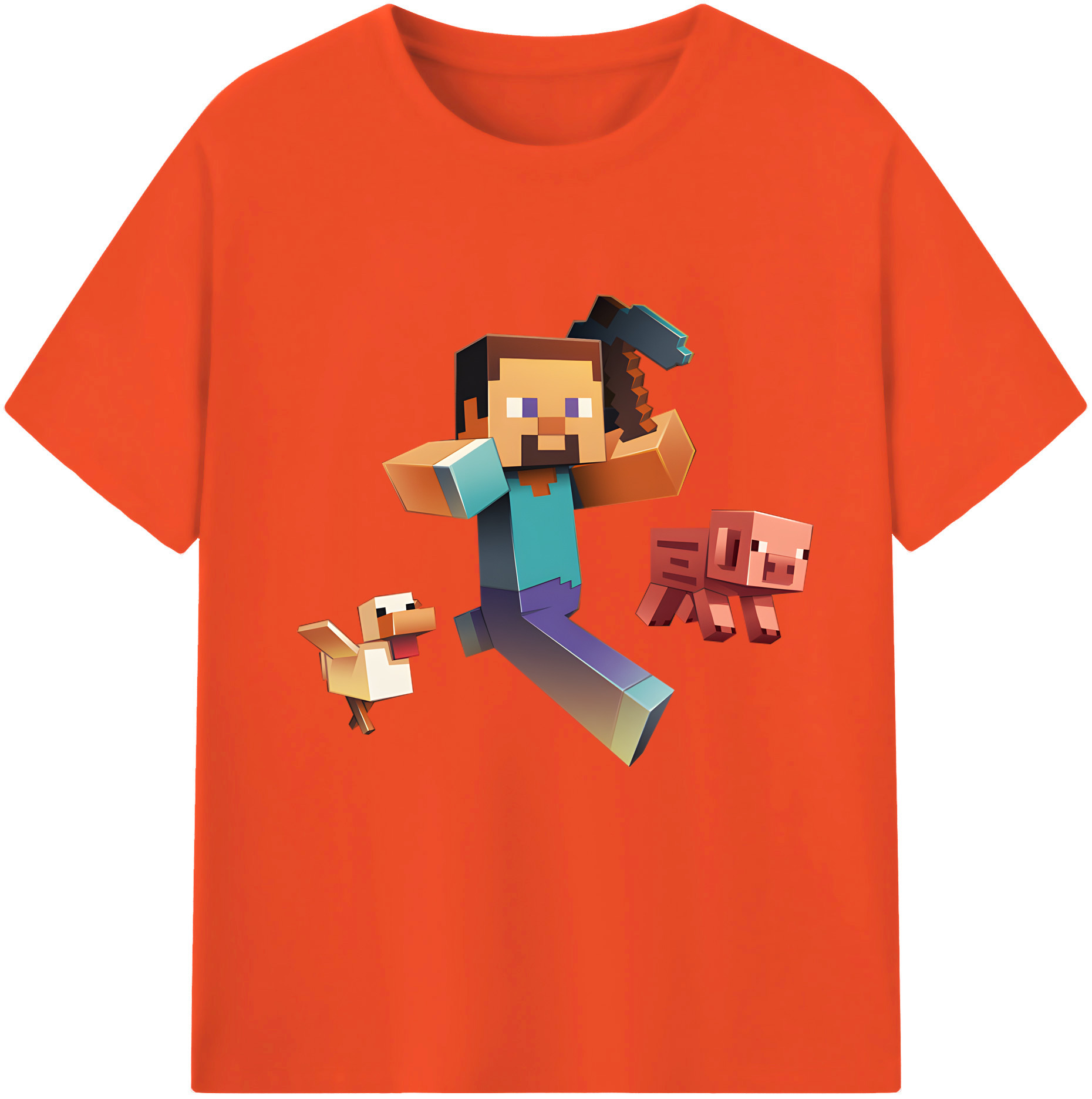 （画像用） マインクラフト ブロックの世界 Minecraft MC Block world 綿100％半袖Tシャツ（フロントプリント）
