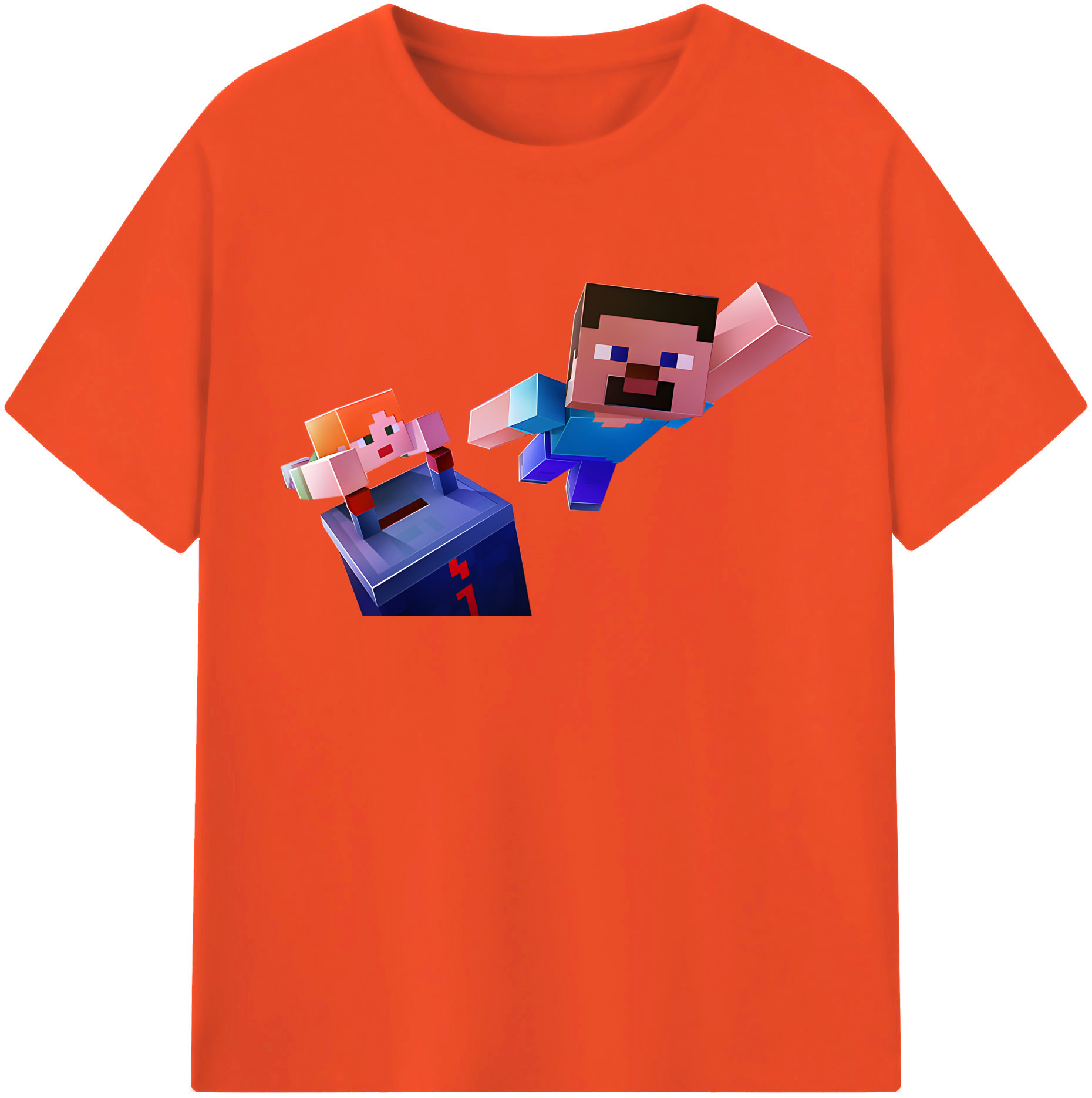 （画像用） マインクラフト ブロックの世界 Minecraft MC Block world 綿100％半袖Tシャツ（フロントプリント）