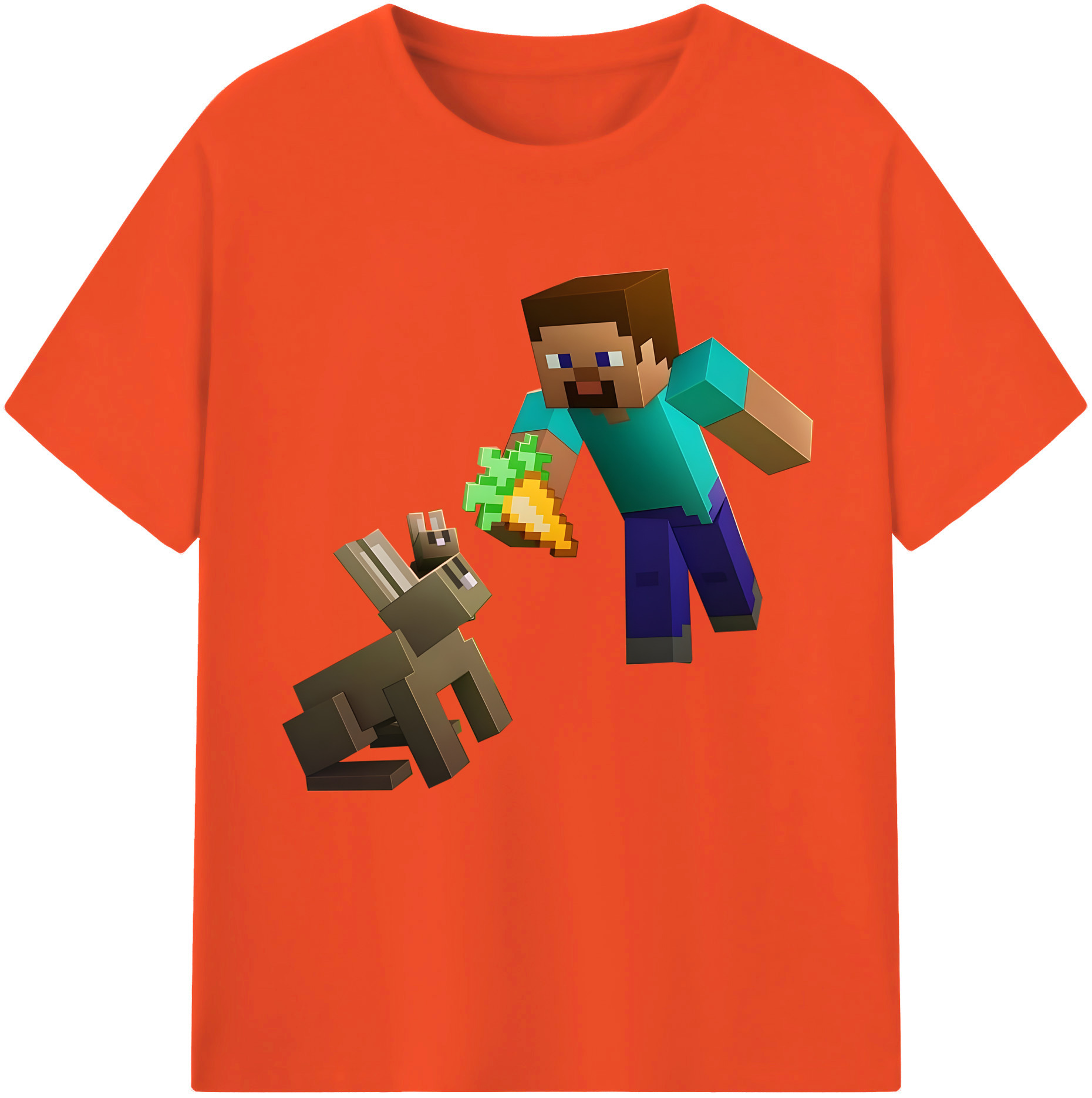 （画像用） マインクラフト ブロックの世界 Minecraft MC Block world 綿100％半袖Tシャツ（フロントプリント）