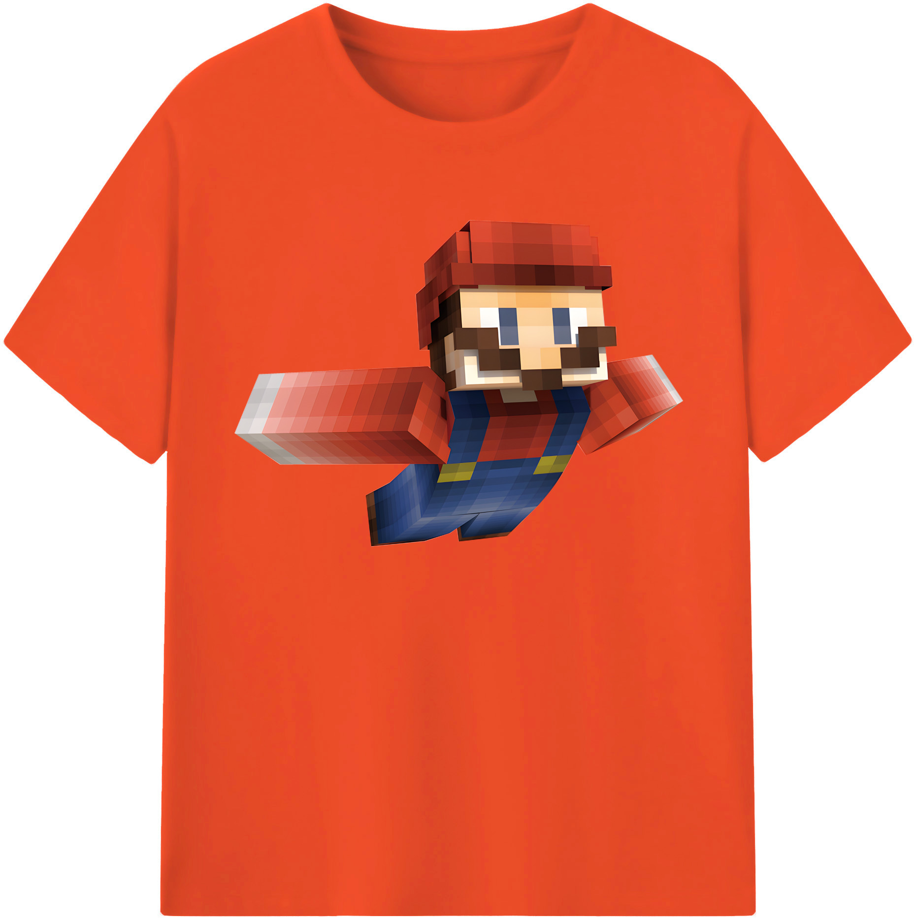（画像用） マインクラフト ブロックの世界 Minecraft MC Block world 綿100％半袖Tシャツ（フロントプリント）