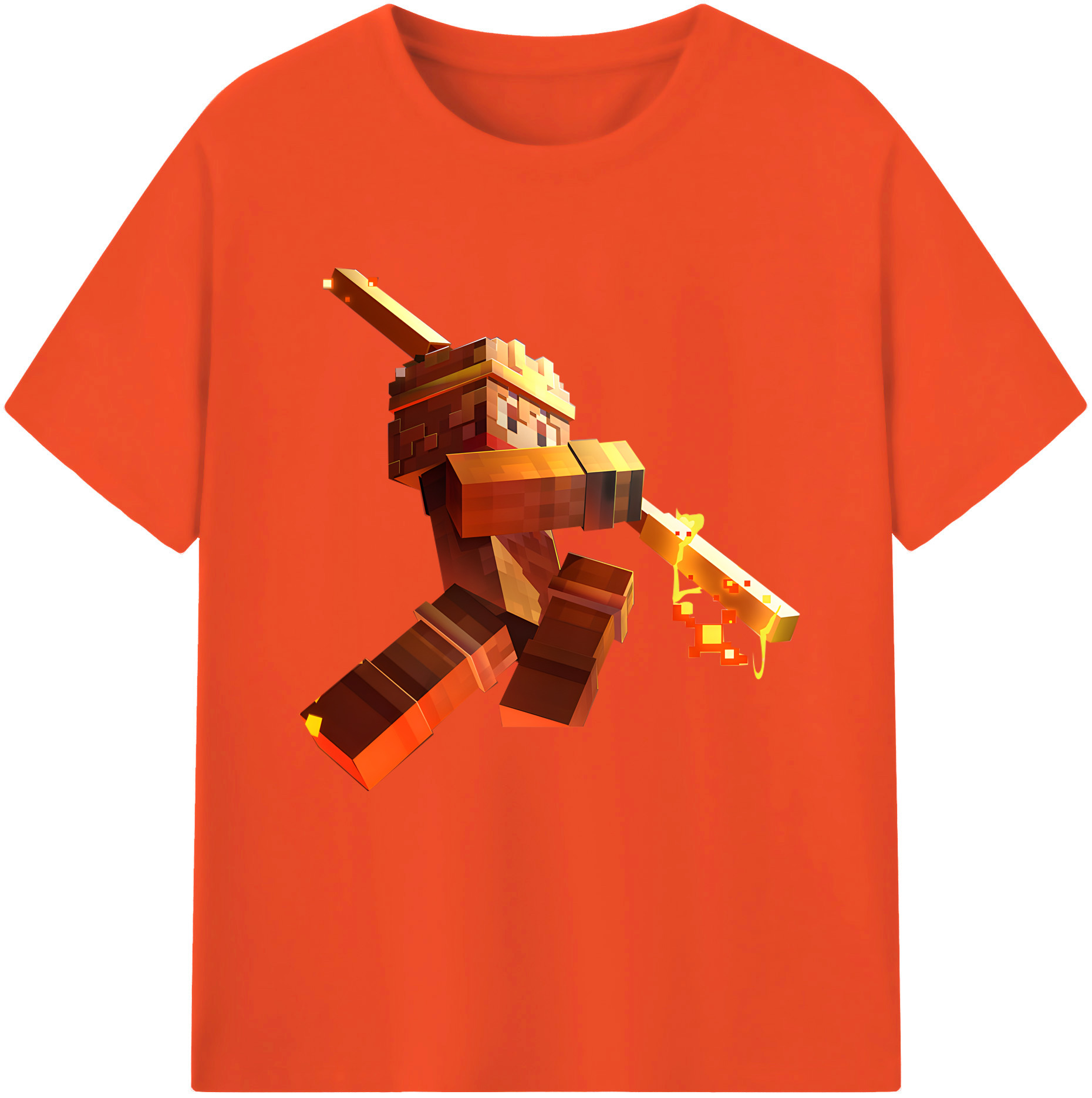 （画像用） マインクラフト ブロックの世界 Minecraft MC Block world 綿100％半袖Tシャツ（フロントプリント）