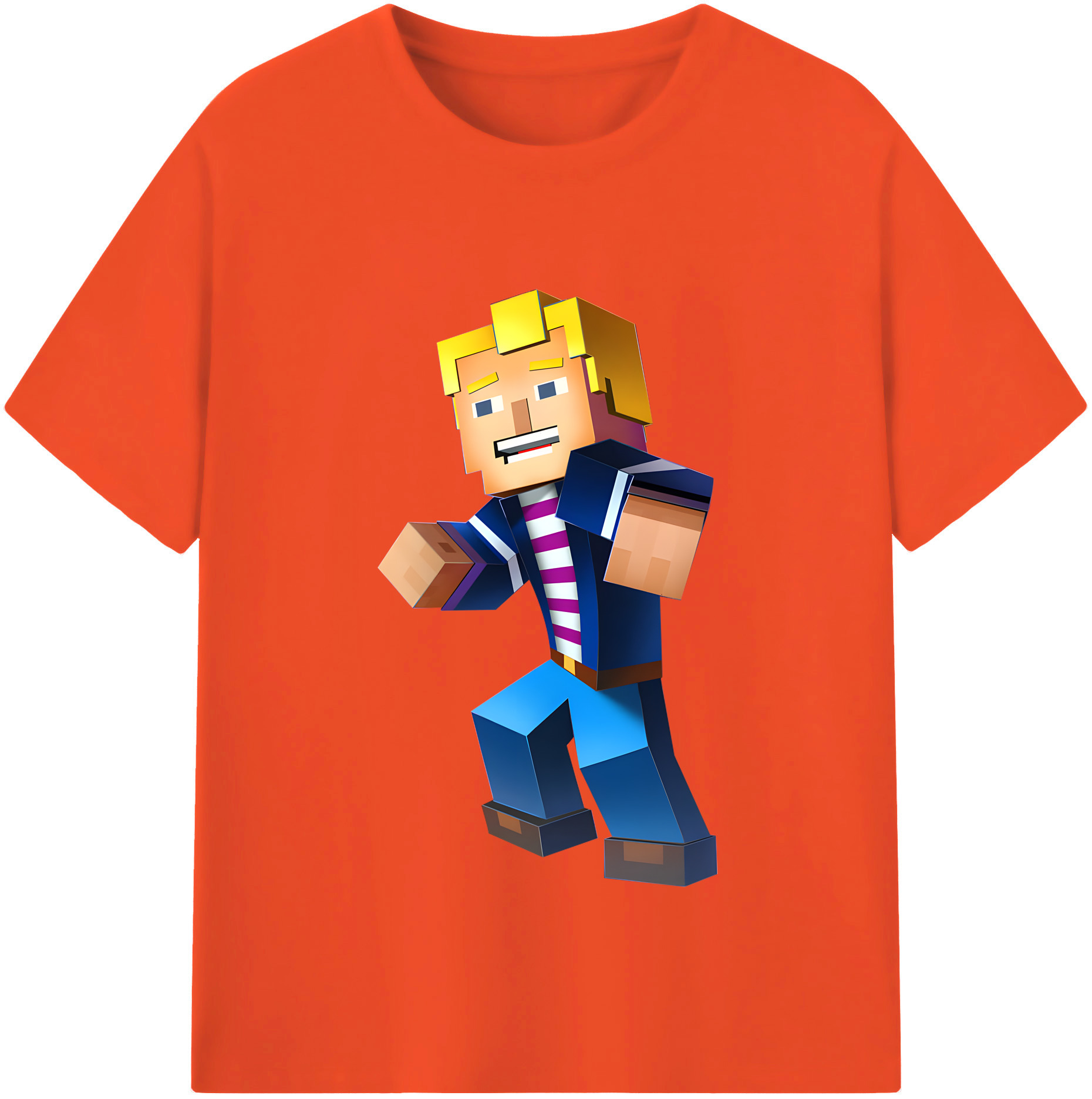 （画像用） マインクラフト ブロックの世界 Minecraft MC Block world 綿100％半袖Tシャツ（フロントプリント）