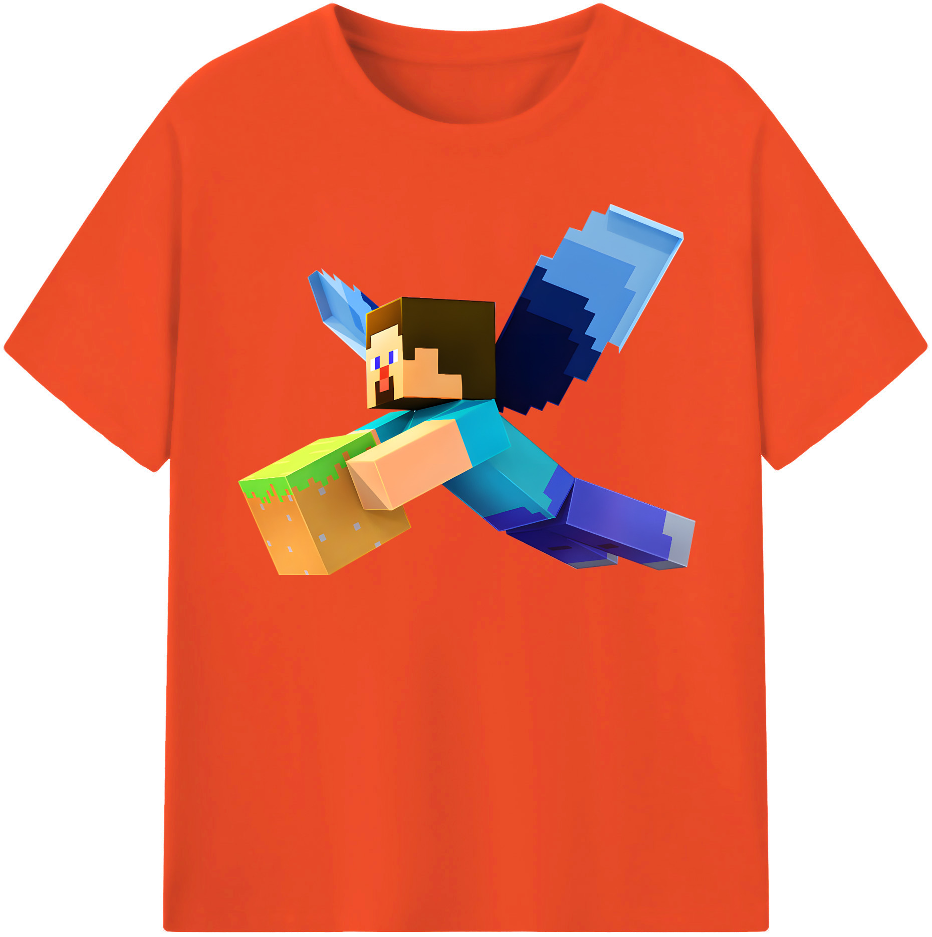 （画像用） マインクラフト ブロックの世界 Minecraft MC Block world 綿100％半袖Tシャツ（フロントプリント）