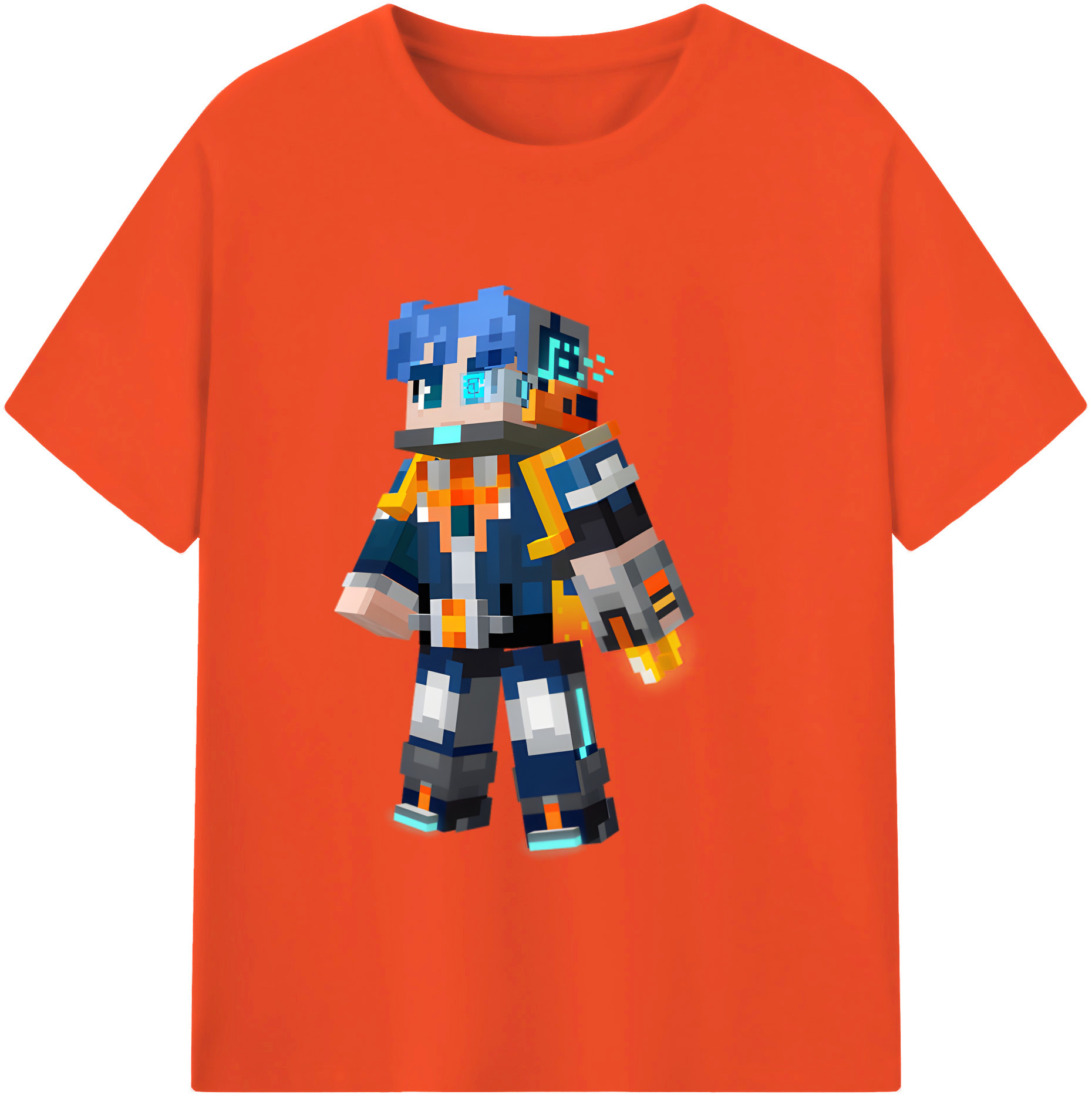 （画像用） マインクラフト ブロックの世界 Minecraft MC Block world 綿100％半袖Tシャツ（フロントプリント）
