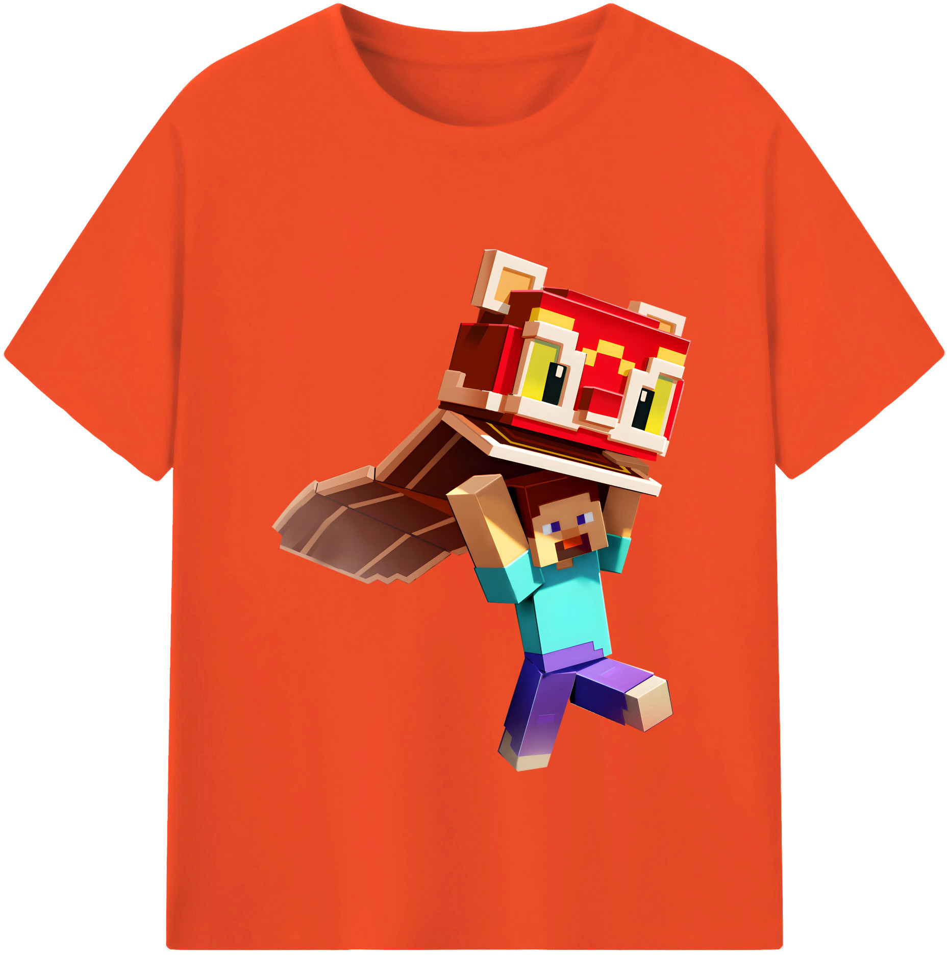 （画像用） マインクラフト ブロックの世界 Minecraft MC Block world 綿100％半袖Tシャツ（フロントプリント）
