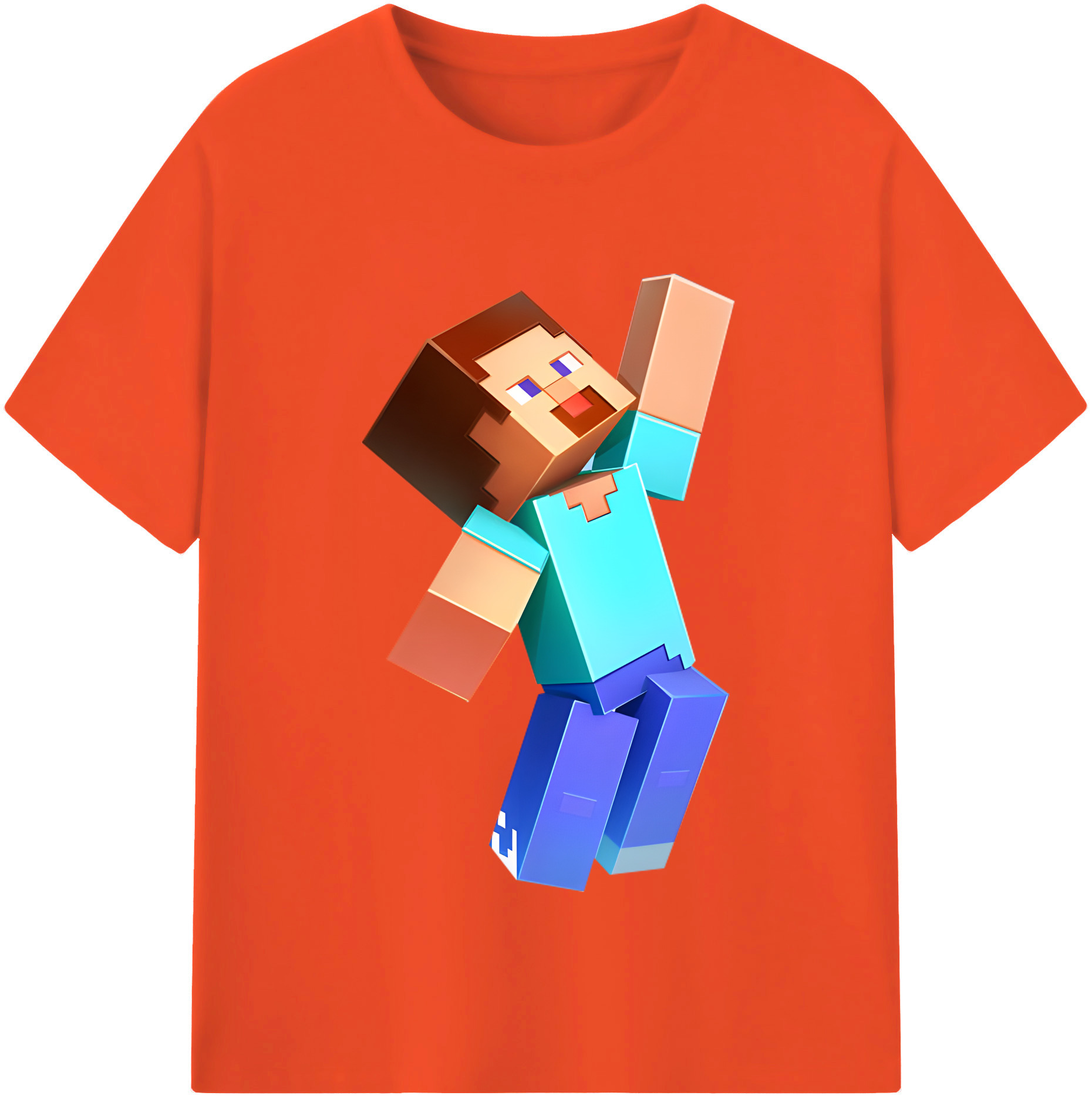 （画像用） マインクラフト ブロックの世界 Minecraft MC Block world 綿100％半袖Tシャツ（フロントプリント）