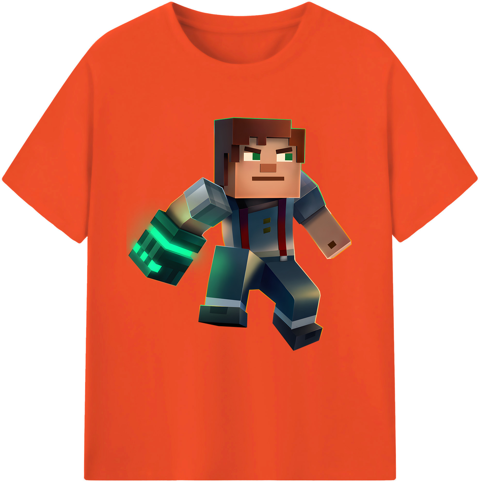 （画像用） マインクラフト ブロックの世界 Minecraft MC Block world 綿100％半袖Tシャツ（フロントプリント）