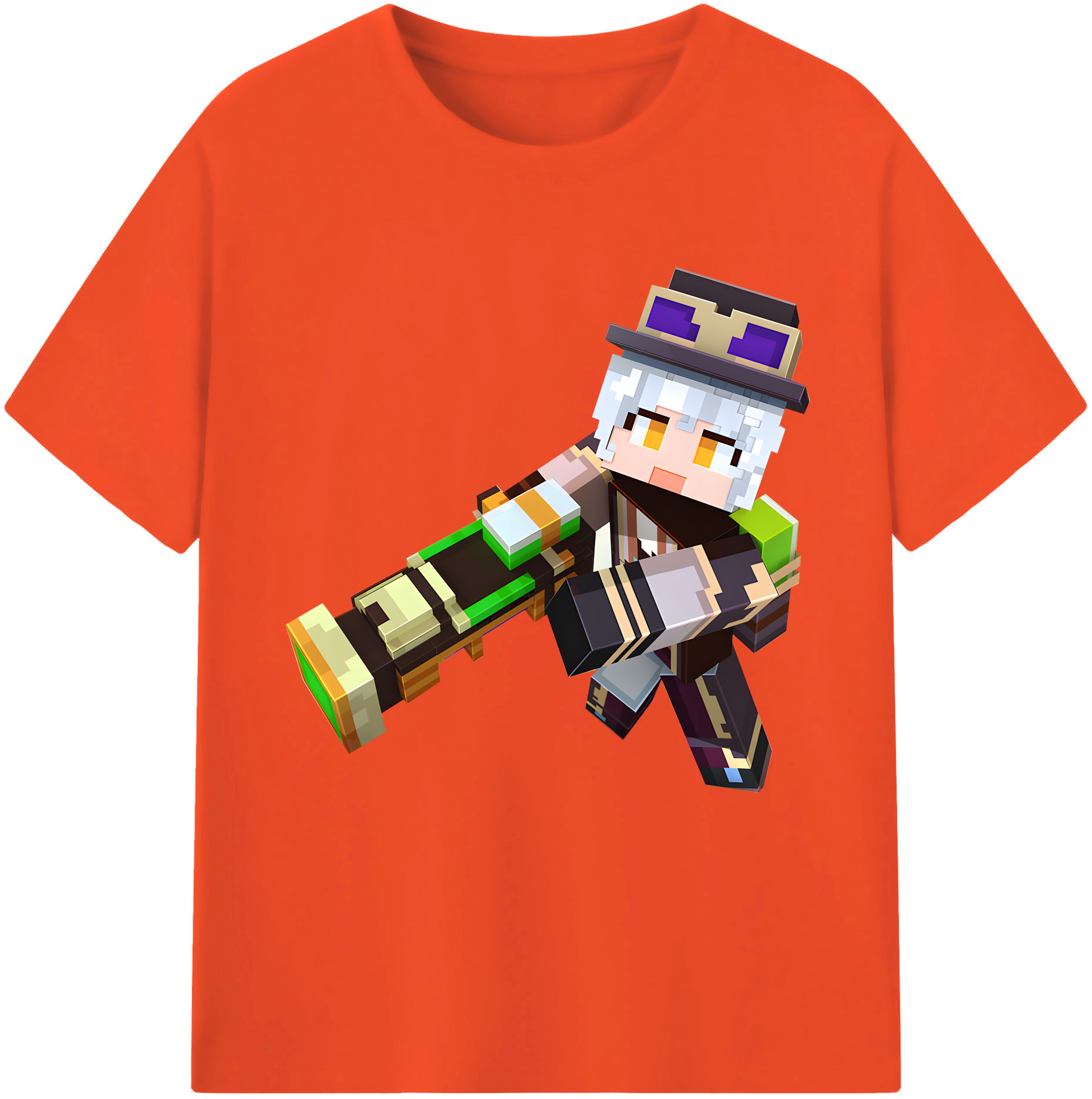 （画像用） マインクラフト ブロックの世界 Minecraft MC Block world 綿100％半袖Tシャツ（フロントプリント）