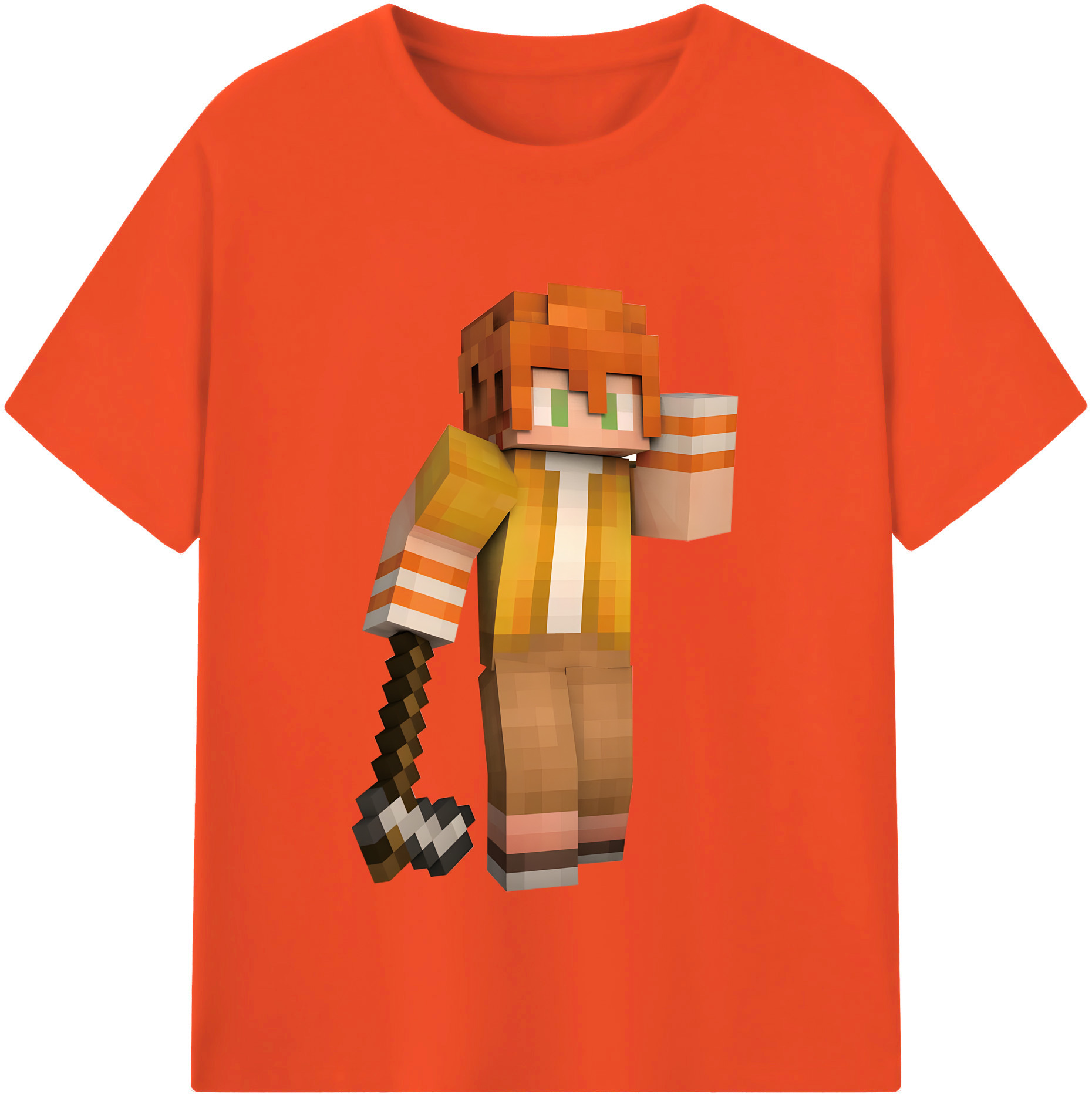 （画像用） マインクラフト ブロックの世界 Minecraft MC Block world 綿100％半袖Tシャツ（フロントプリント）
