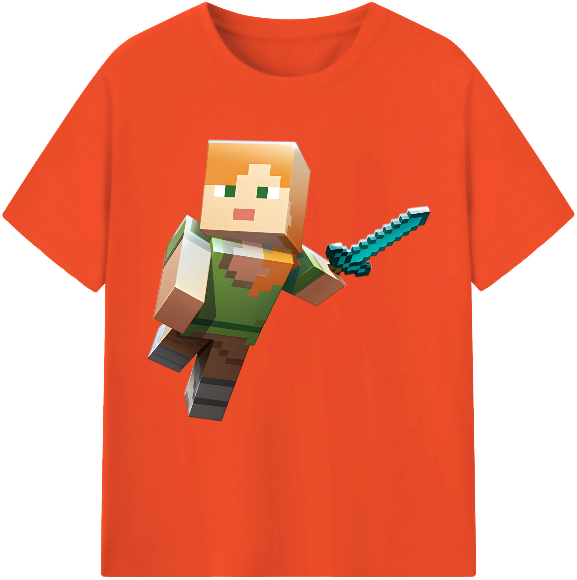 （画像用） マインクラフト ブロックの世界 Minecraft MC Block world 綿100％半袖Tシャツ（フロントプリント）