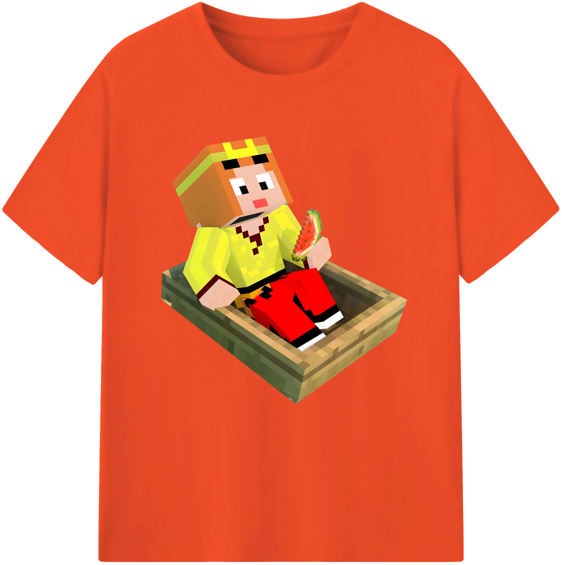 （画像用） マインクラフト ブロックの世界 Minecraft MC Block world 綿100％半袖Tシャツ（フロントプリント）