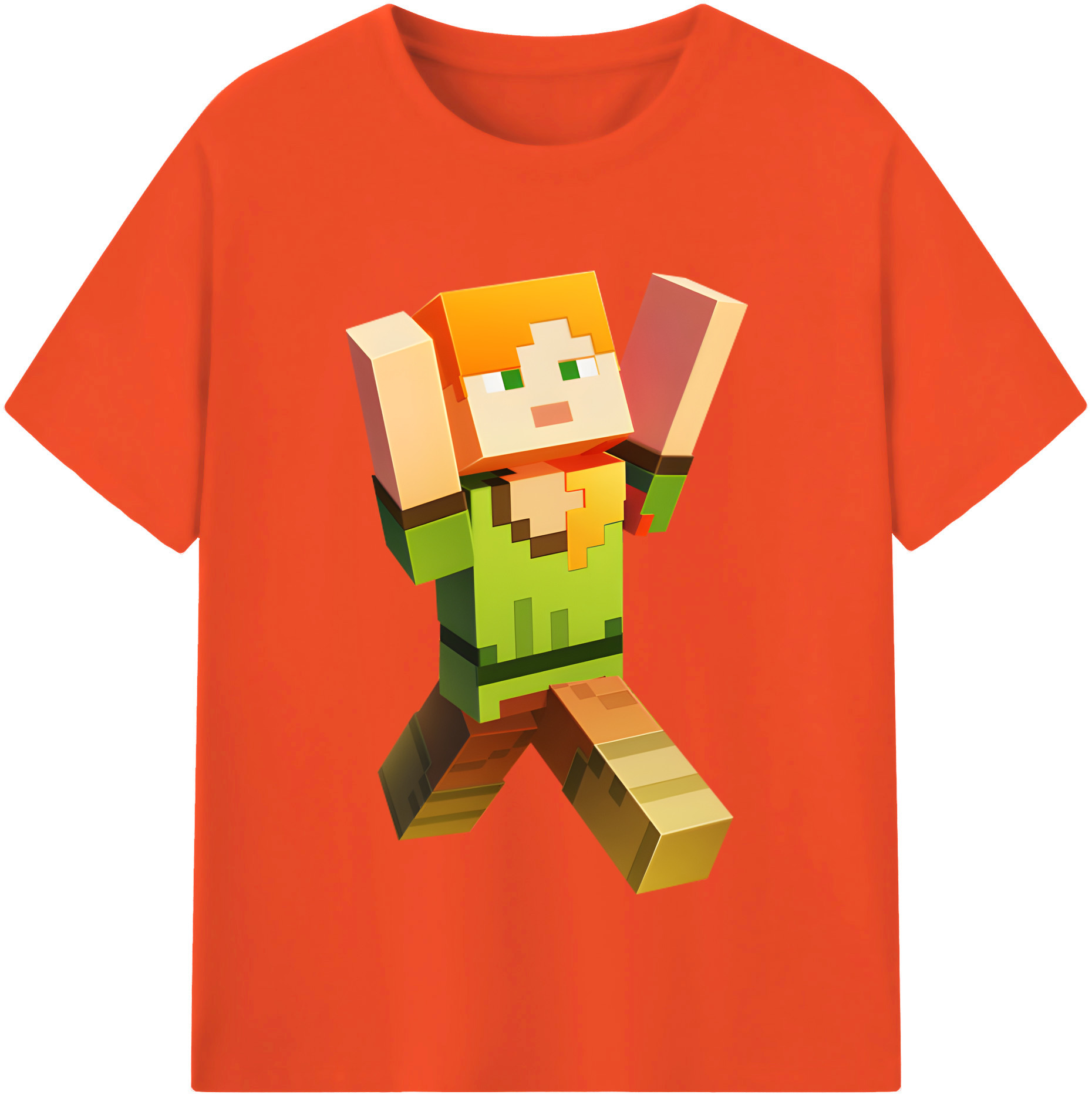 （画像用） マインクラフト ブロックの世界 Minecraft MC Block world 綿100％半袖Tシャツ（フロントプリント）