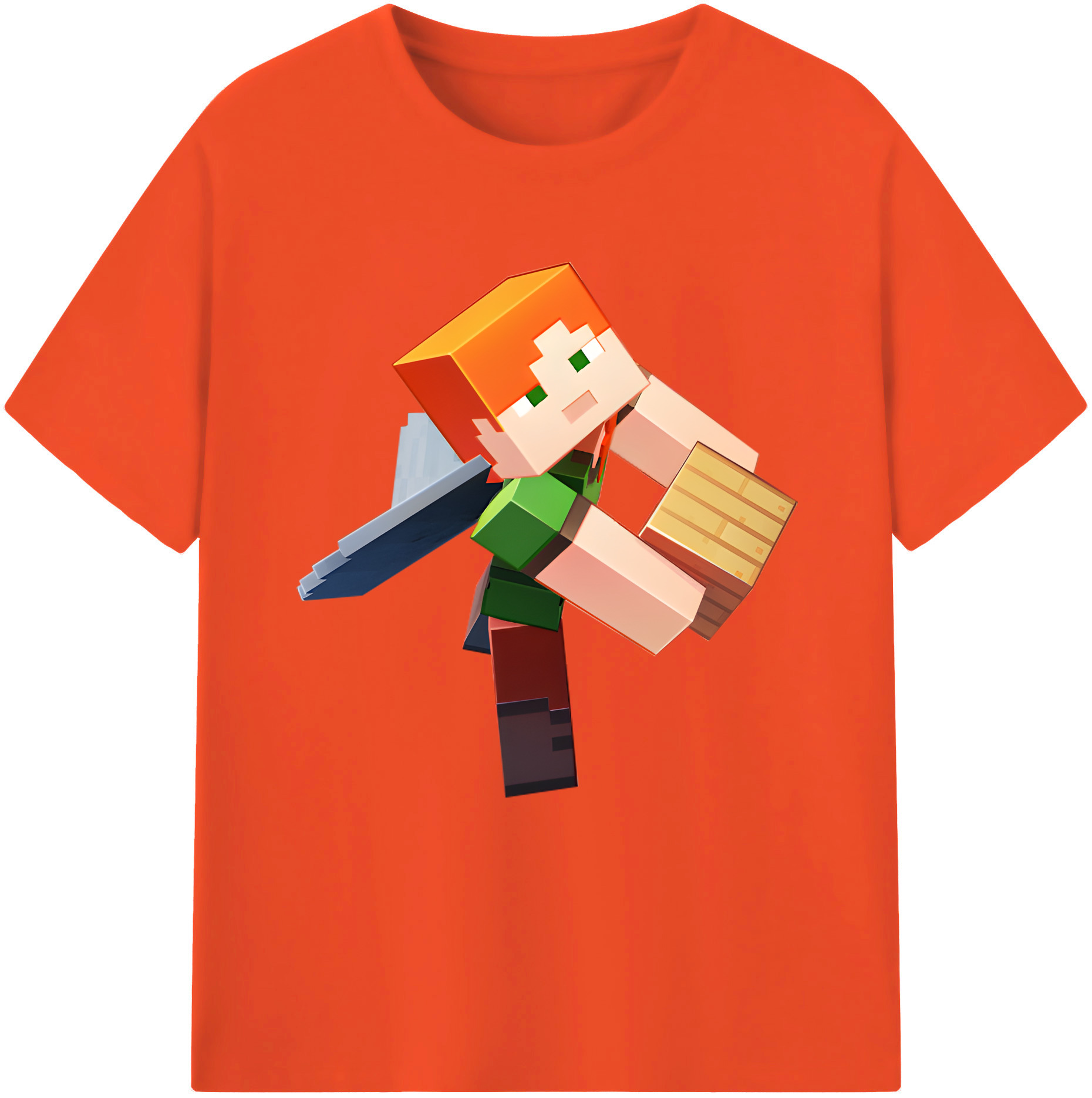 （画像用） マインクラフト ブロックの世界 Minecraft MC Block world 綿100％半袖Tシャツ（フロントプリント）