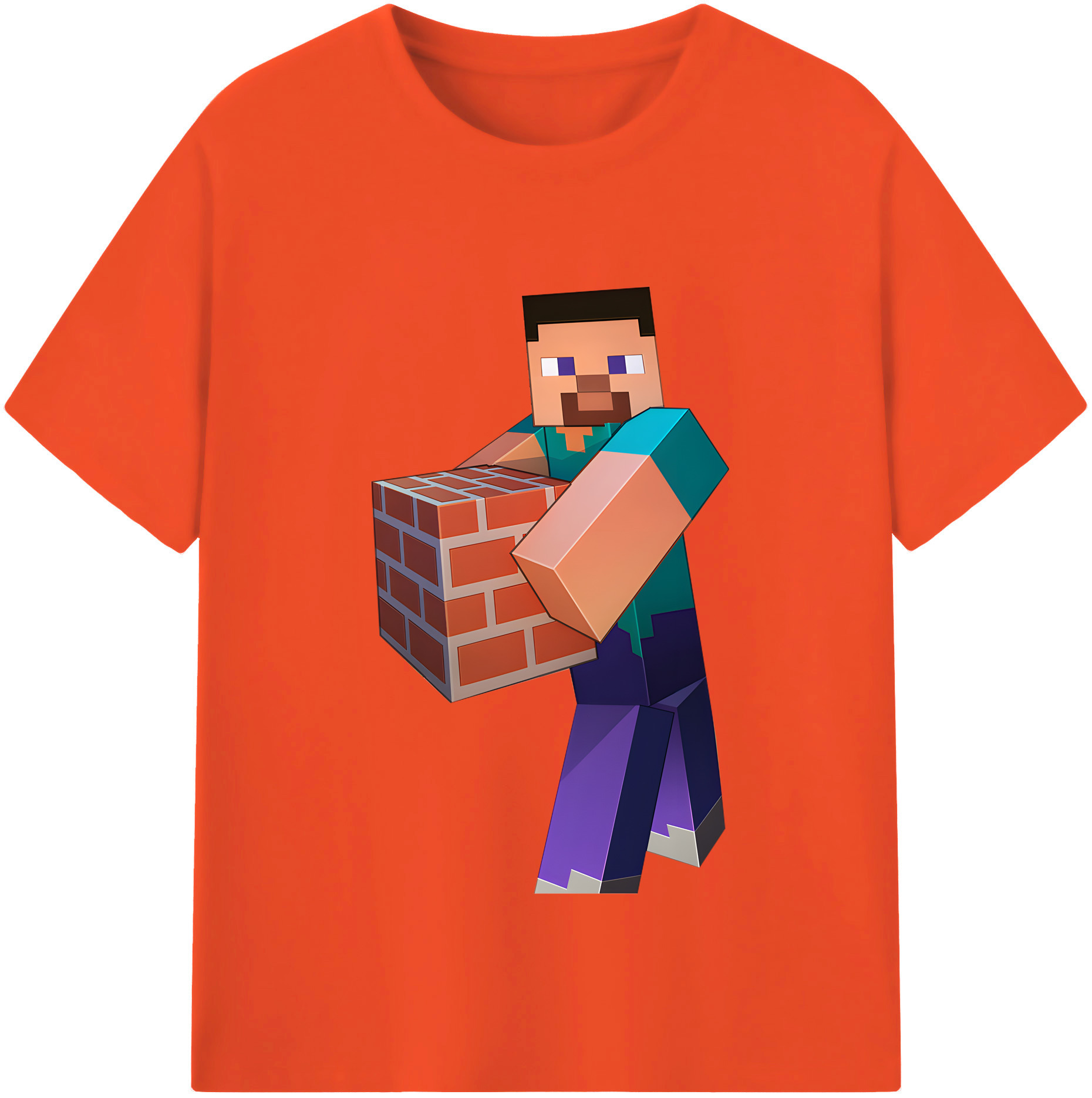 （画像用） マインクラフト ブロックの世界 Minecraft MC Block world 綿100％半袖Tシャツ（フロントプリント）