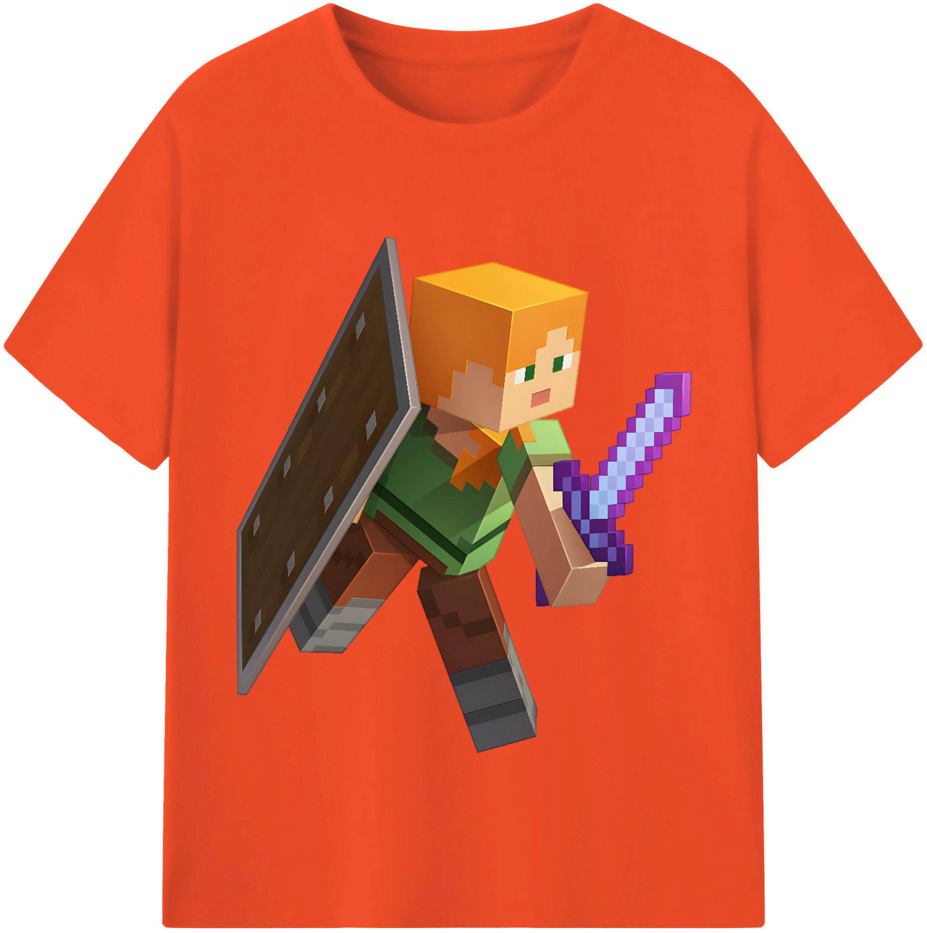 （画像用） マインクラフト ブロックの世界 Minecraft MC Block world 綿100％半袖Tシャツ（フロントプリント）