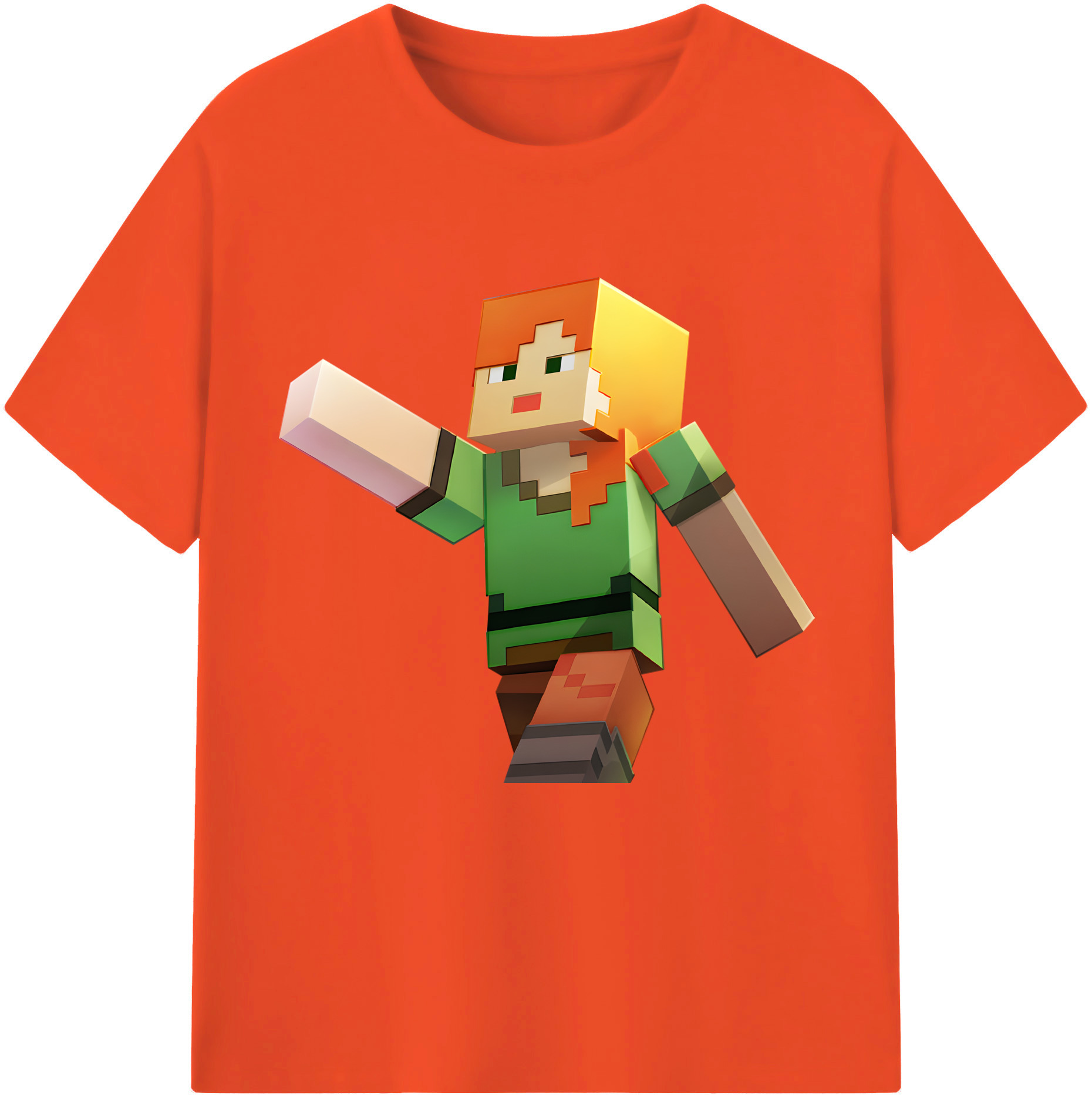 （画像用） マインクラフト ブロックの世界 Minecraft MC Block world 綿100％半袖Tシャツ（フロントプリント）