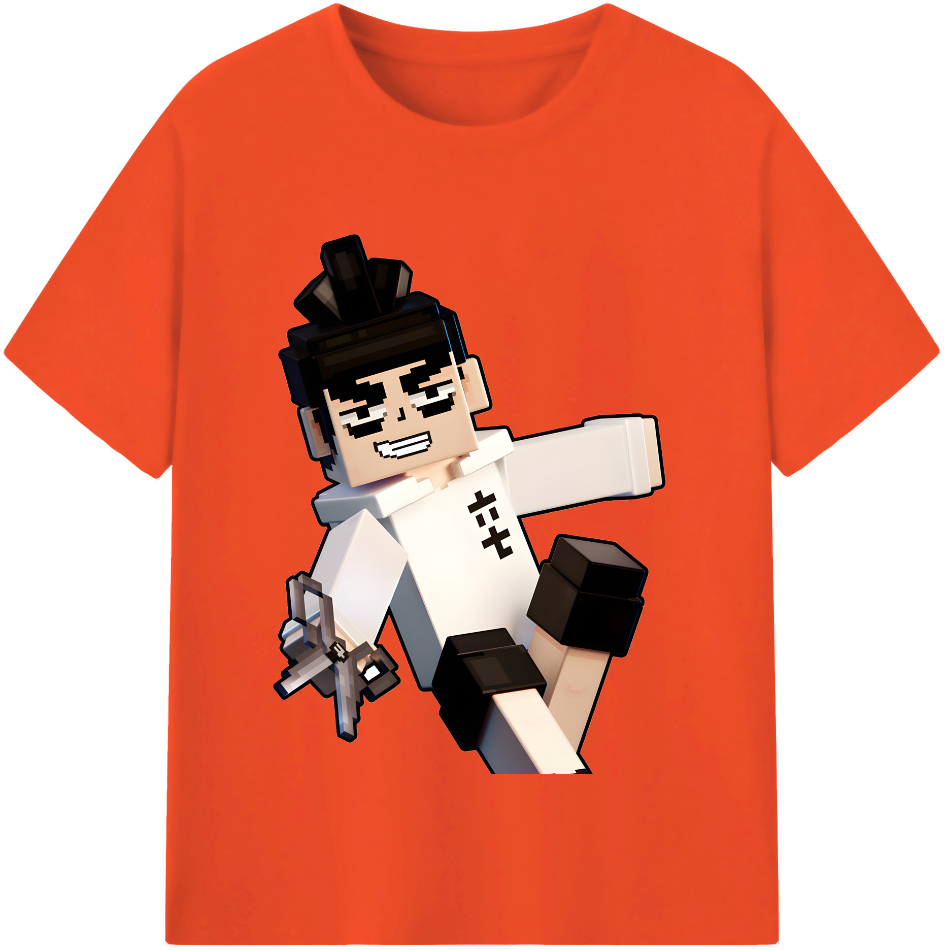 （画像用） マインクラフト ブロックの世界 Minecraft MC Block world 綿100％半袖Tシャツ（フロントプリント）