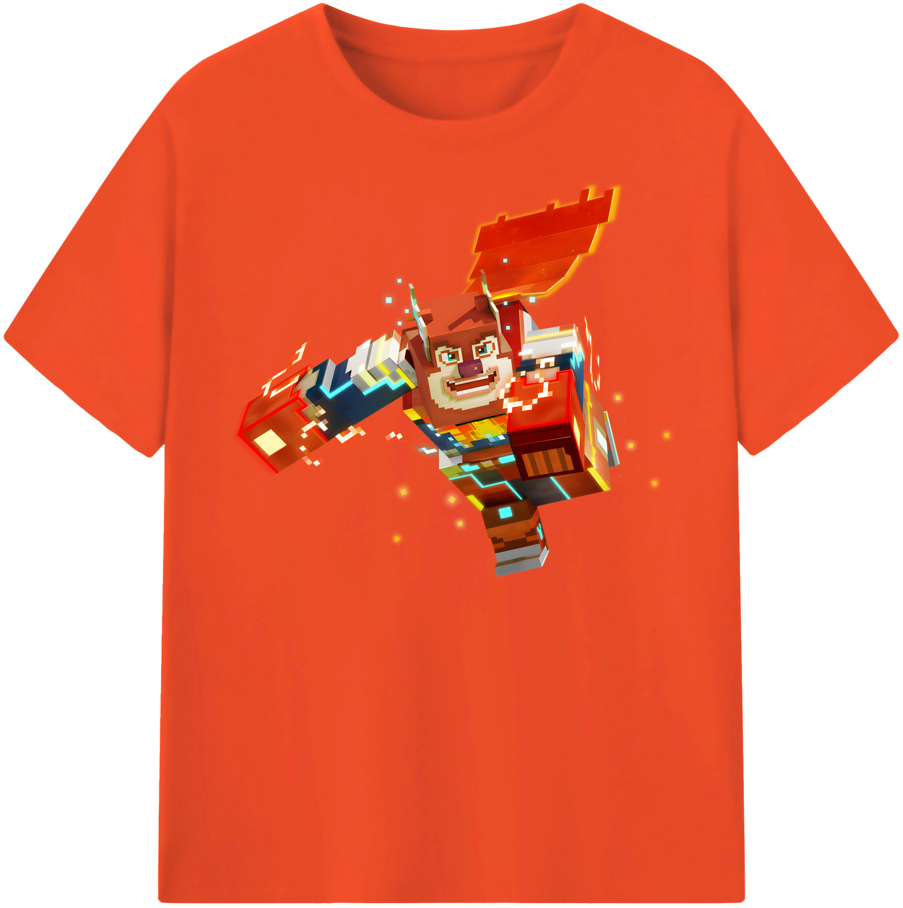 （画像用） マインクラフト ブロックの世界 Minecraft MC Block world 綿100％半袖Tシャツ（フロントプリント）