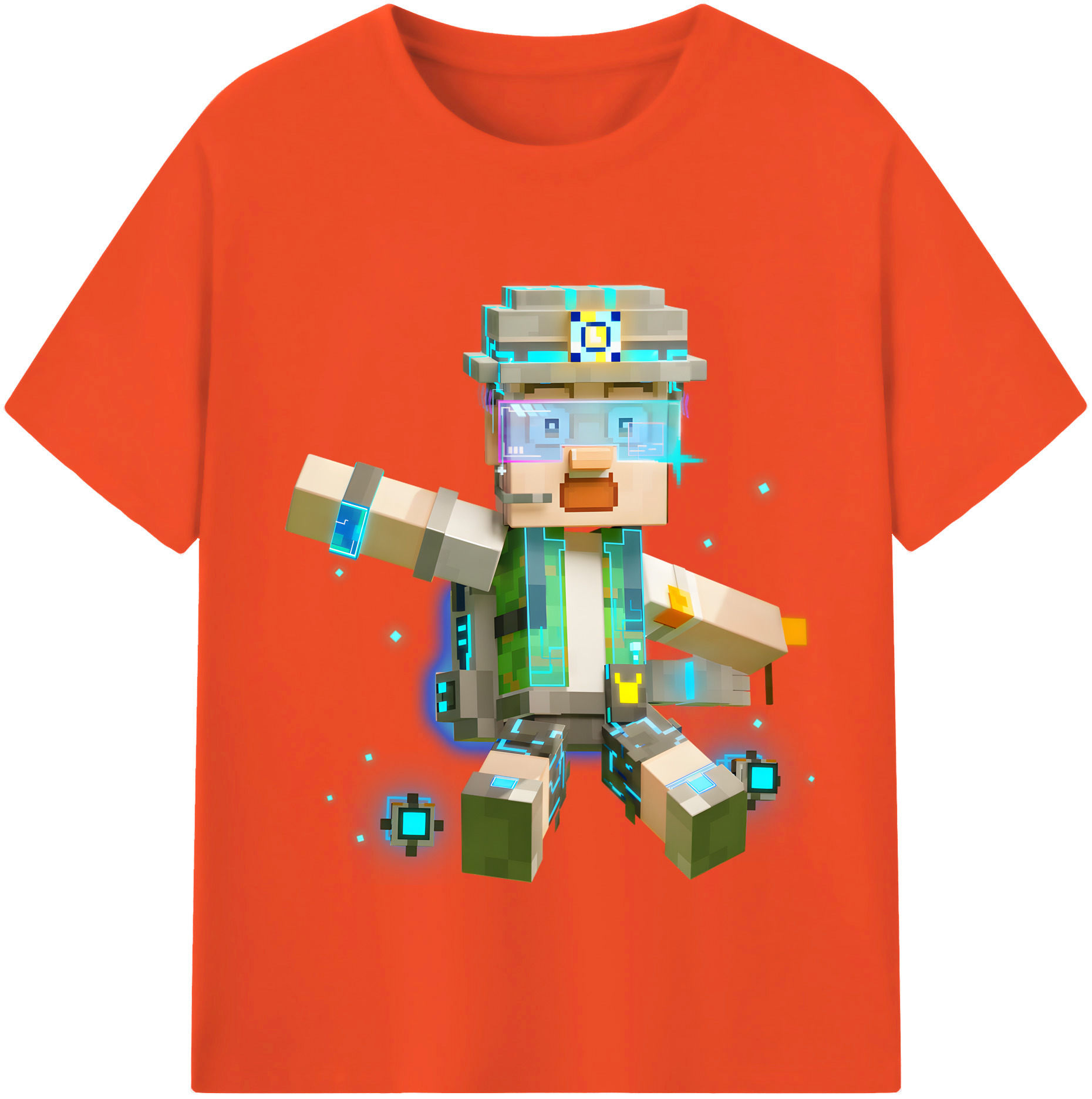 （画像用） マインクラフト ブロックの世界 Minecraft MC Block world 綿100％半袖Tシャツ（フロントプリント）