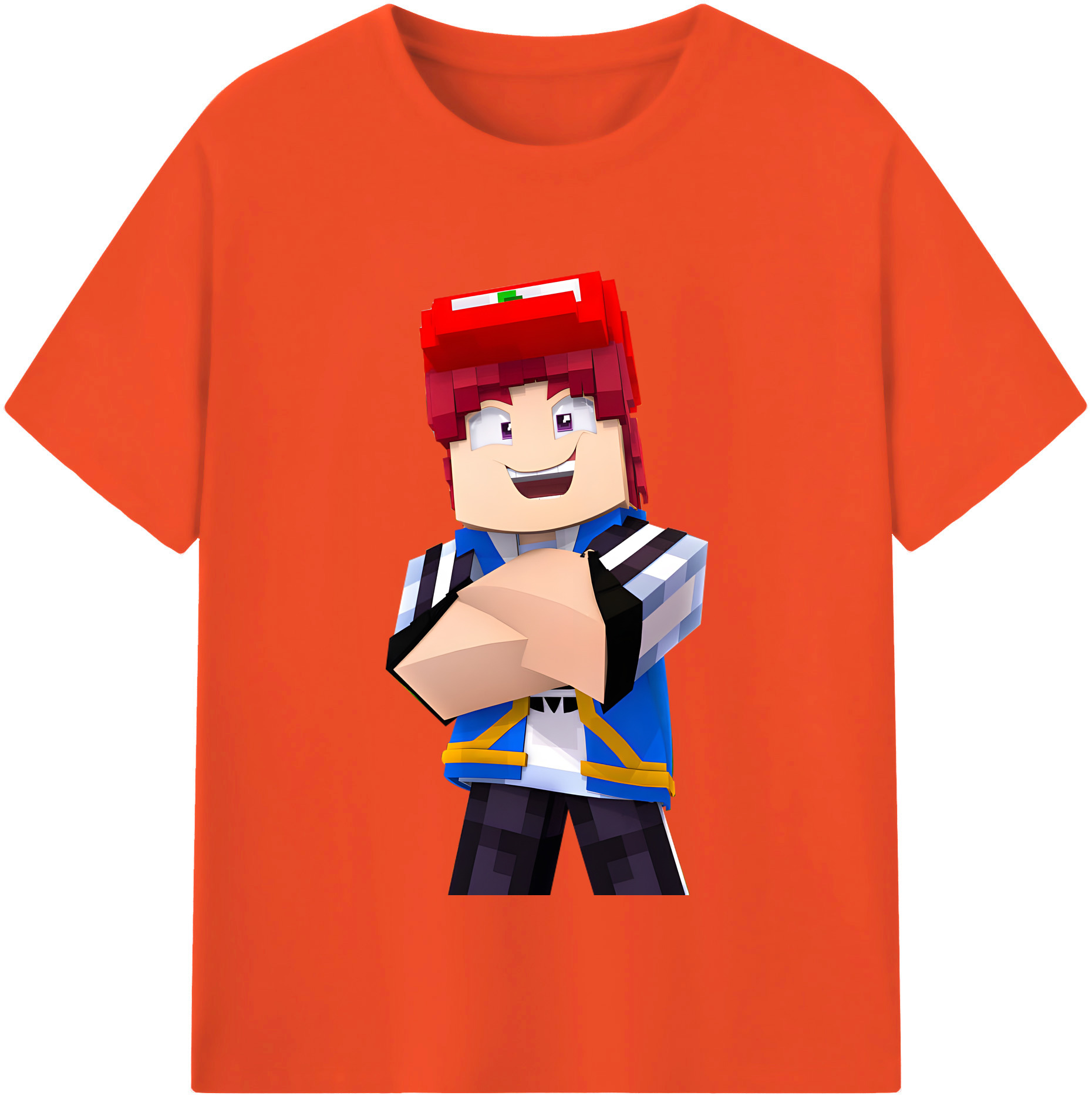（画像用） マインクラフト ブロックの世界 Minecraft MC Block world 綿100％半袖Tシャツ（フロントプリント）